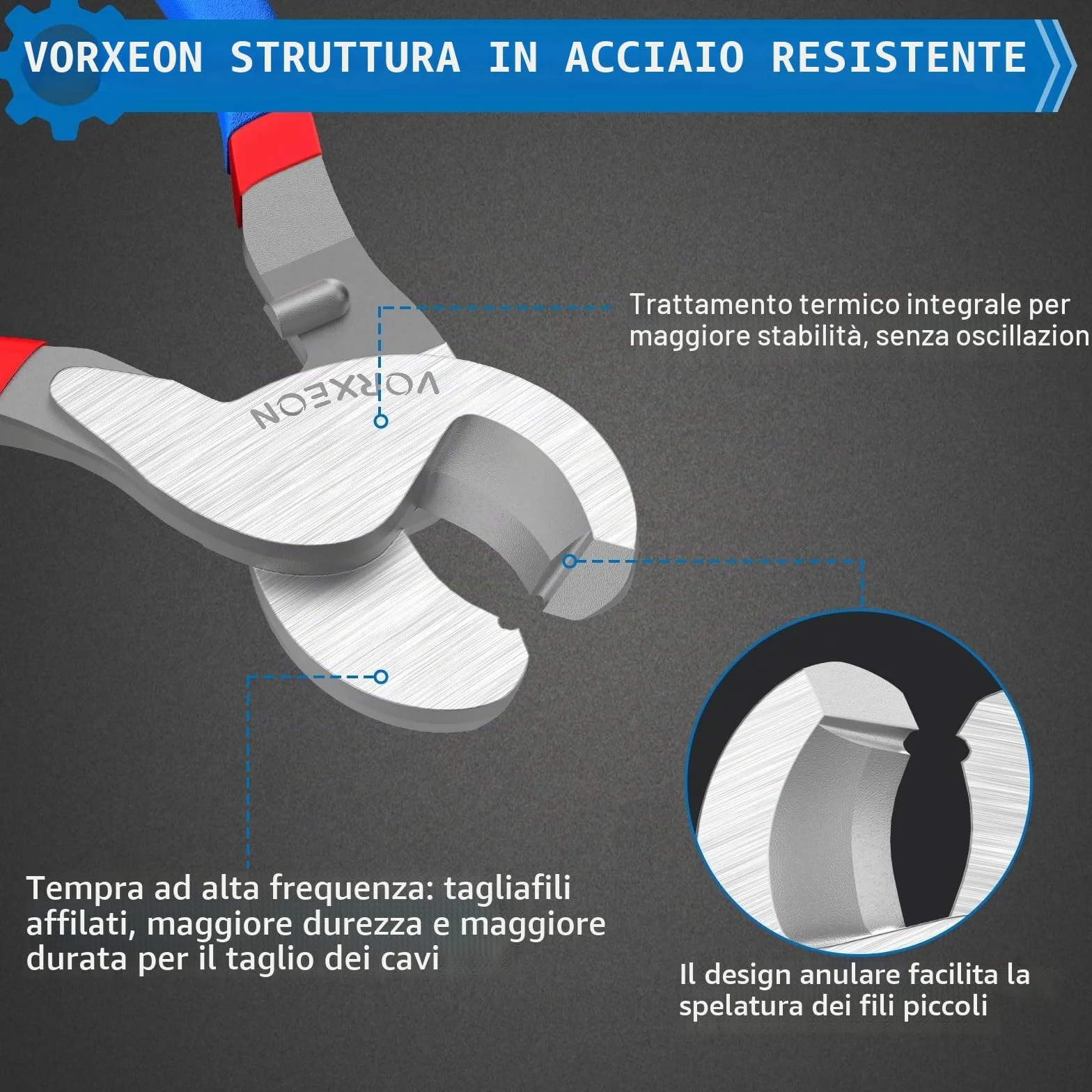 Tagliacavi 240mm, Wire Cable Cutters Acciaio 55#, Utensili da Taglio per Cavi Alluminio e Rame 0-70mm²