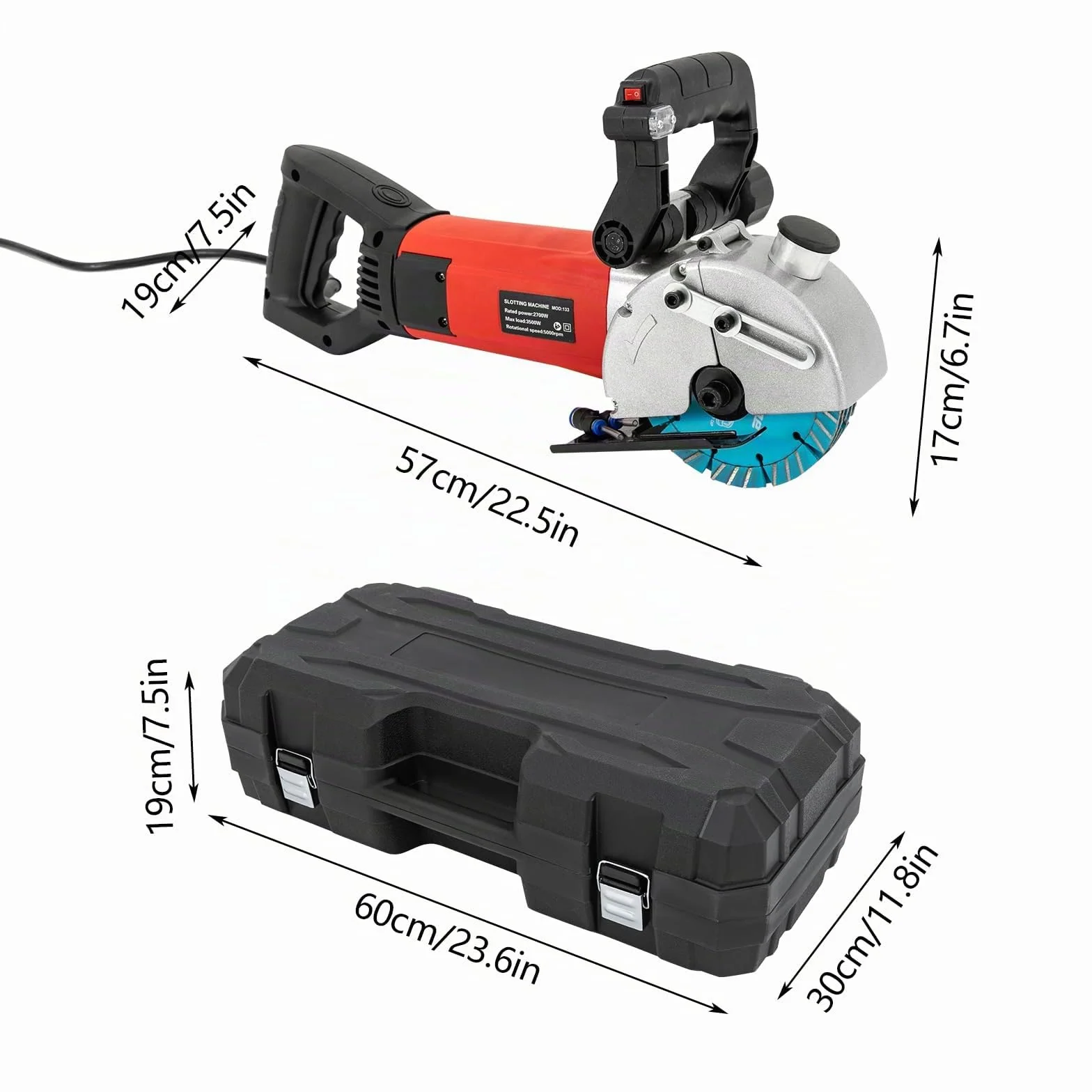 Scanalatrice per muri 3500 W con guida laser, tagliatrice calcestruzzo 40 x 42 mm