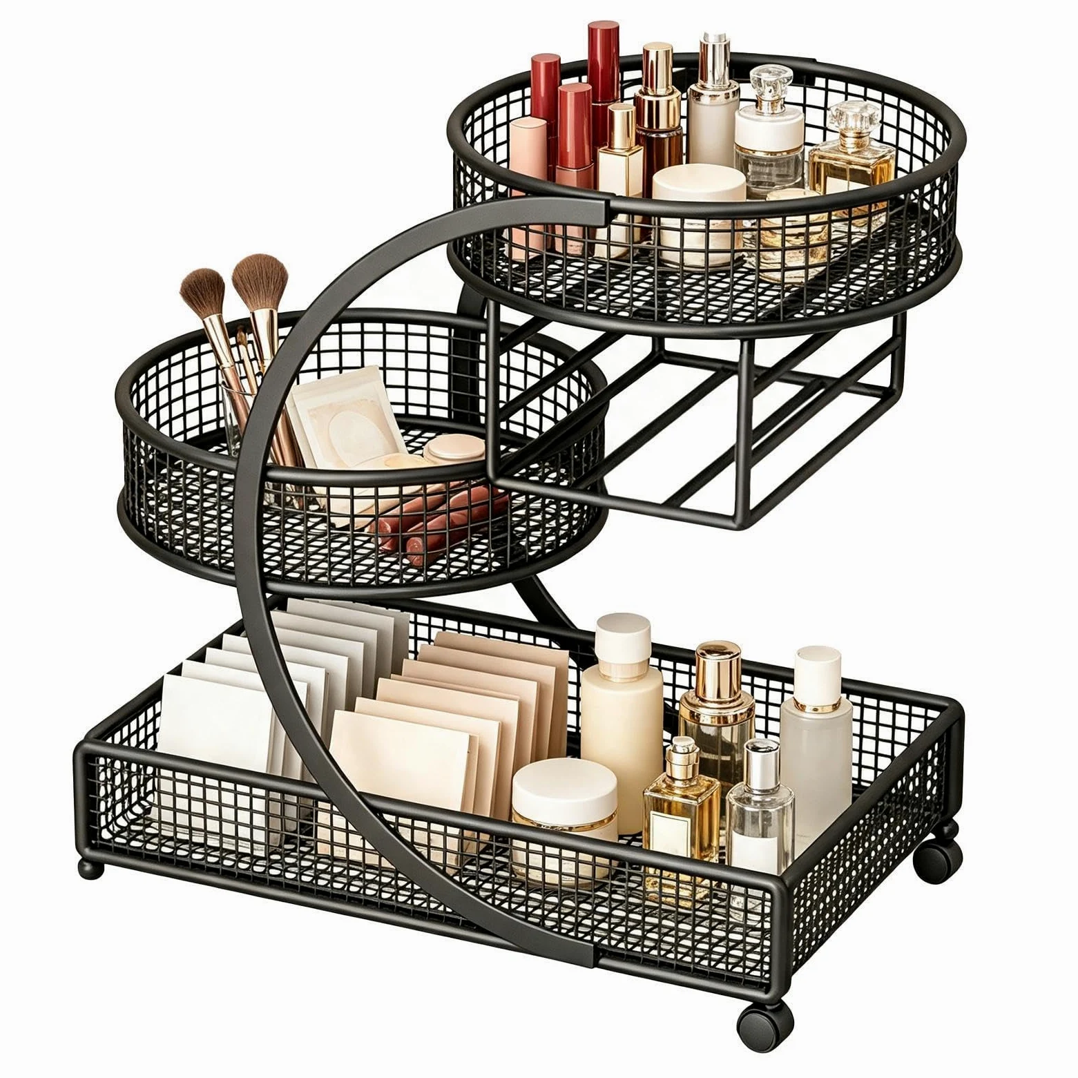 Organizer per trucchi da bancone - Scaffale multiuso per cosmetici | 35 x 32 x 19 cm, organizer per cosmetici per toilette, toeletta, comò, comodino, camera da letto, cucina, scrivania