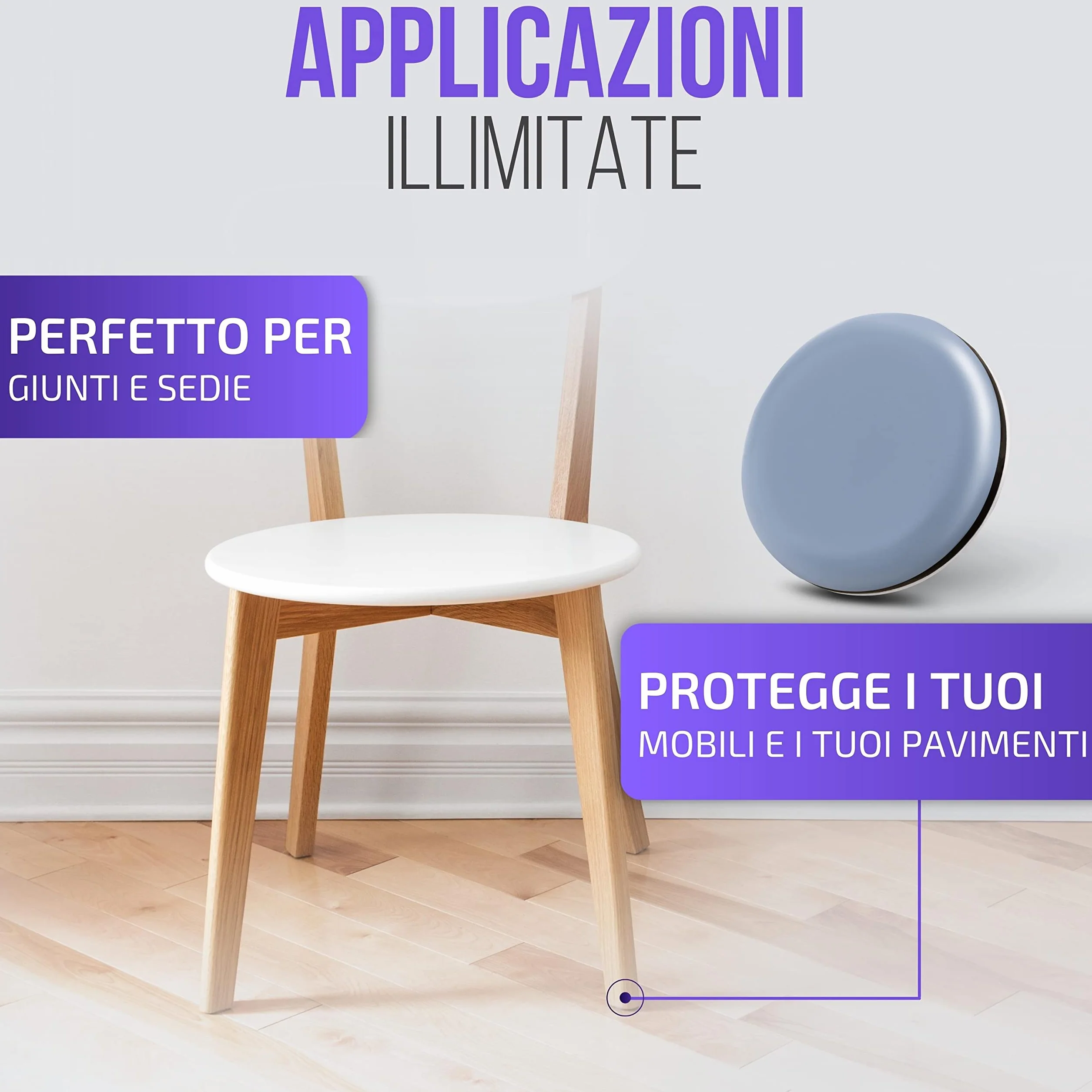 Piedini per mobili autoadesivo in Teflon Ø 30 mm rotondo - Scivoli per tappeti PTFE Filzada