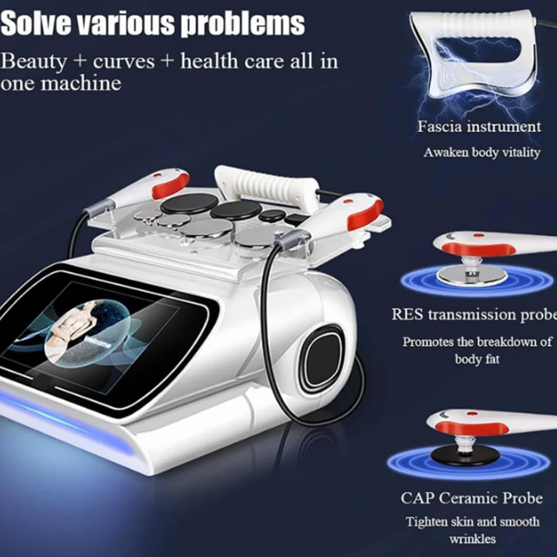Terapia Tecar Portatile a 448 KHz per Cure Profonde, Dispositivo per la rimozione del Grasso con Touch Screen, Macchina Portatile per diatermia RET CET per Dimagrimento, Sollievo dal Dolore