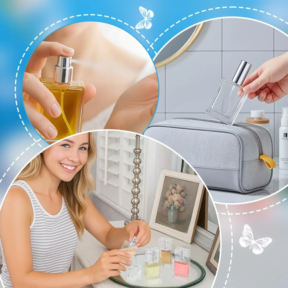 PH PandaHall 10pz Bottiglie di Profumo in Vetro Vuote 30ml Bottiglie Spray da Viaggio Ricaricabili Atomizzatore di Profumo Trasparente per Contenitore di Olio Essenziale da Viaggio