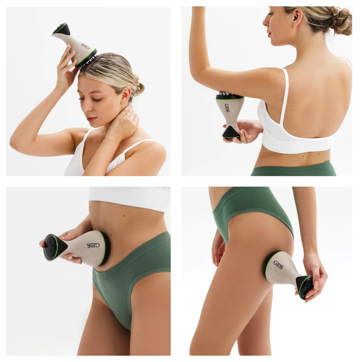 GESS MIO Massaggiatore EMS per Modellare e Tonificare Corpo - 9 Modalità di Intensità, Anti-Cellulite, Massaggio Vibrante per Gambe, Glutei, Collo e Detox