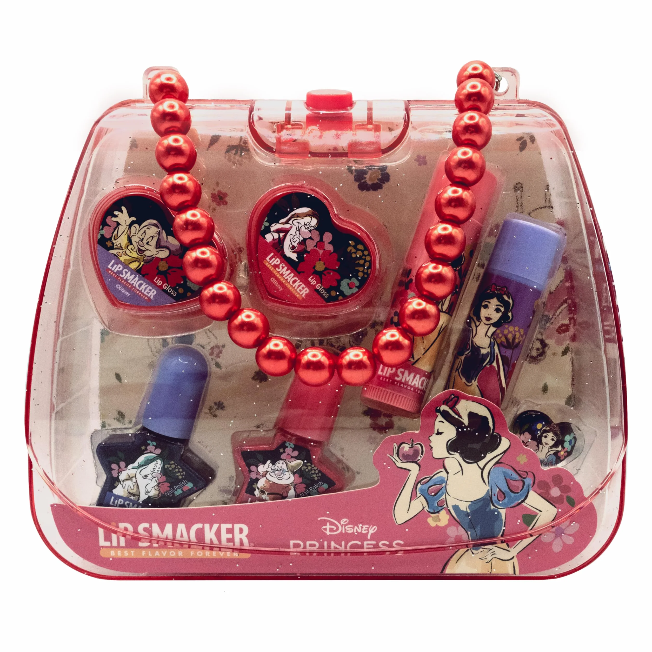 Lip Smacker Snow White Tote Bag Set, Set Trucchi Bambina in 8-Pezzi, con Balsamo Labbra, Smalti Unghie, Creme Luccicanti e Accessori e una Mini Borsetta, Regali Principesse Disney