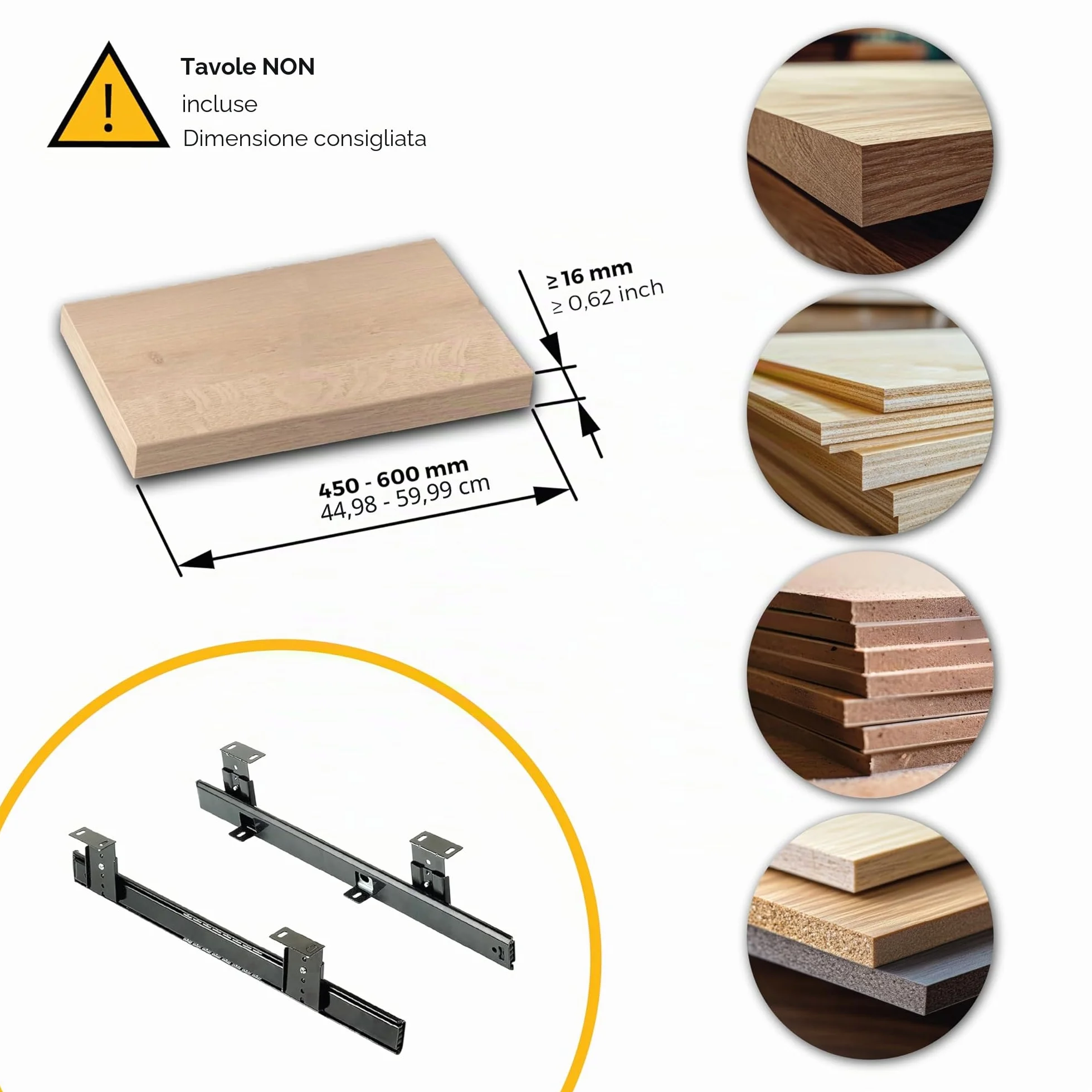 Emuca Set di Guide con Cuscinetti a Sfere e Regolazione in Altezza per Cassetto Ripiano Porta-Tastiera Nero