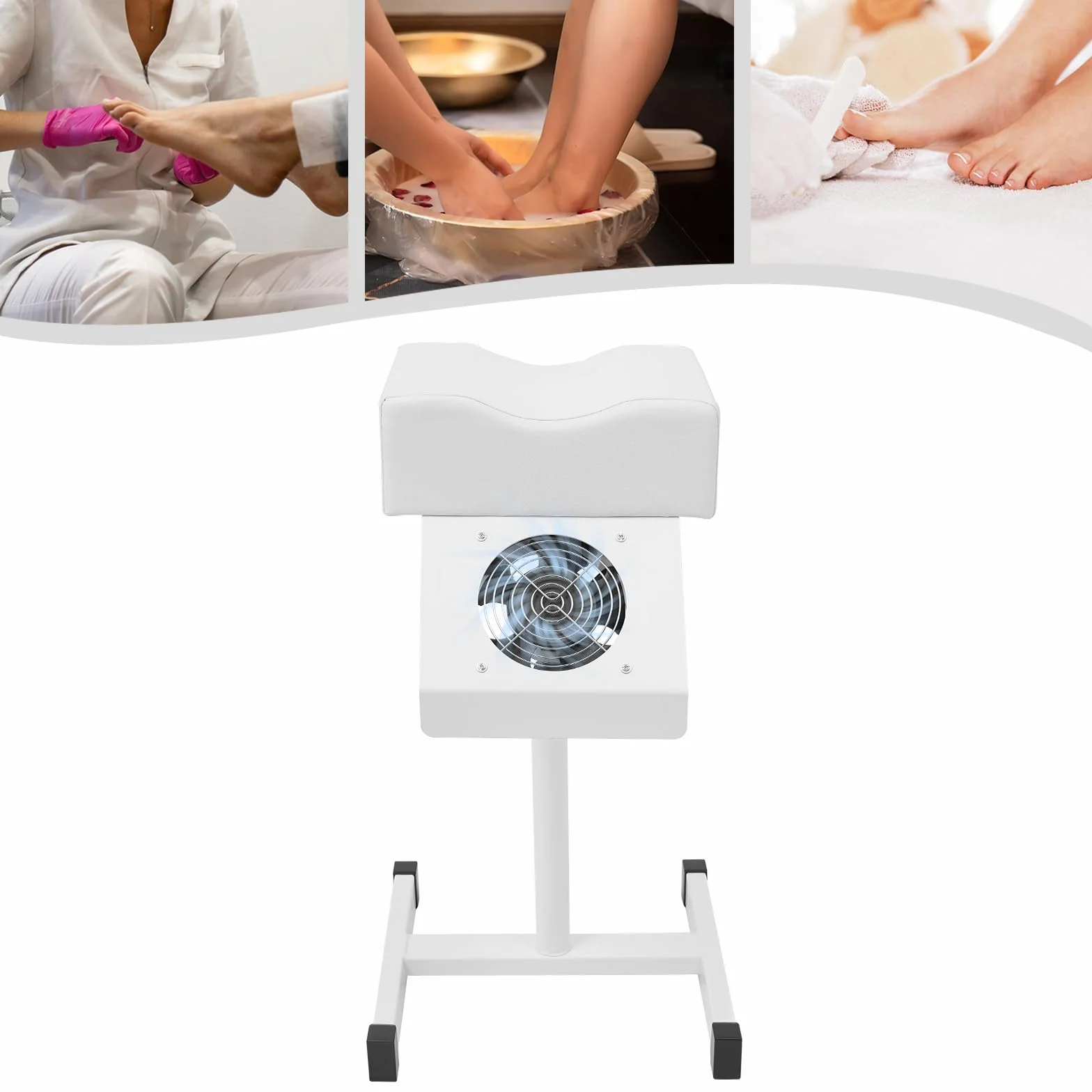 Sedia per pedicure con aspirazione, per pedicure, tavolo con poggiapiedi, altezza regolabile 48 – 68 cm e capacità di carico 10 kg, supporto per pedicure, 31 x 28 x 45 cm, colore bianco