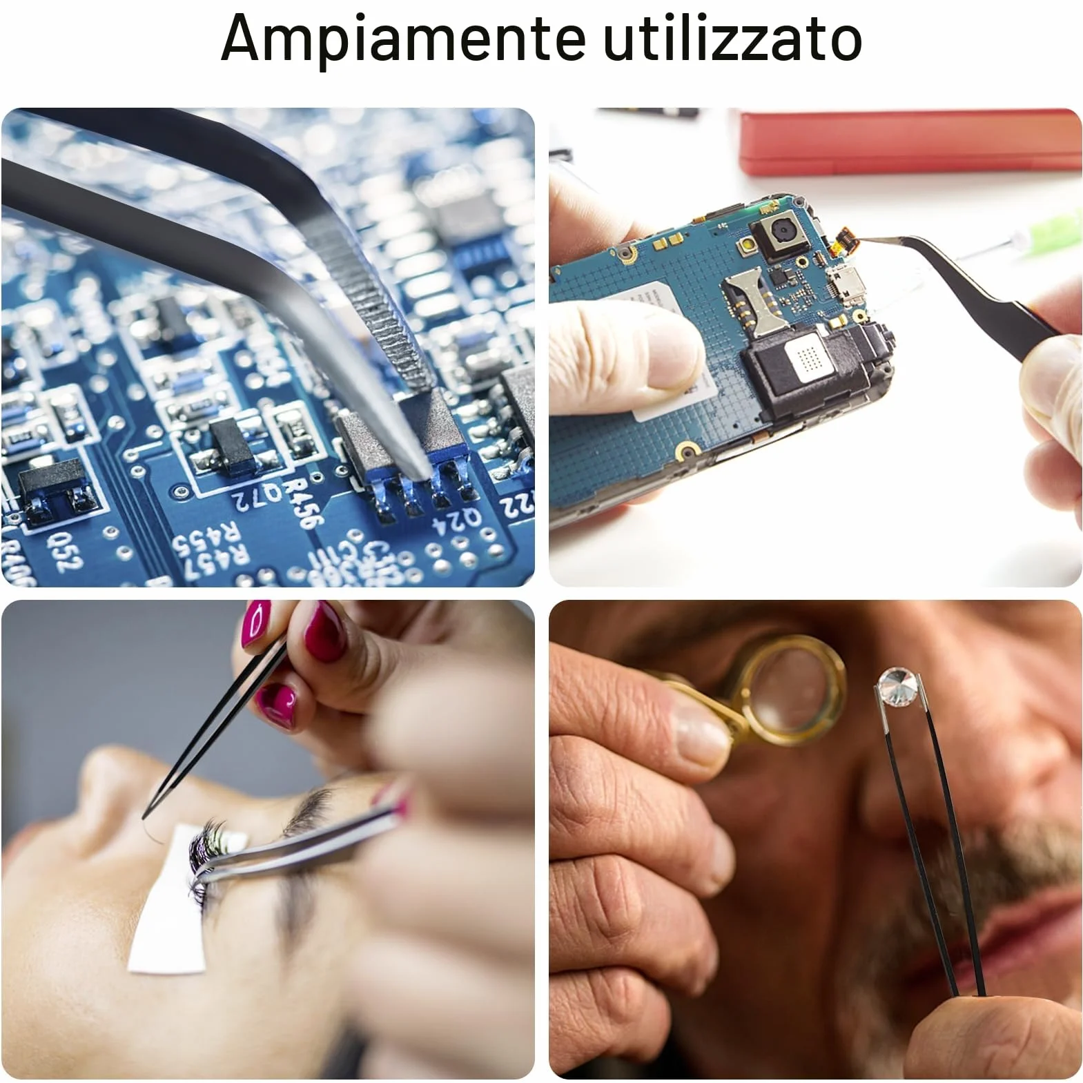 Pinzette ESD in acciaio inox di precisione antistatiche per riparazioni elettroniche