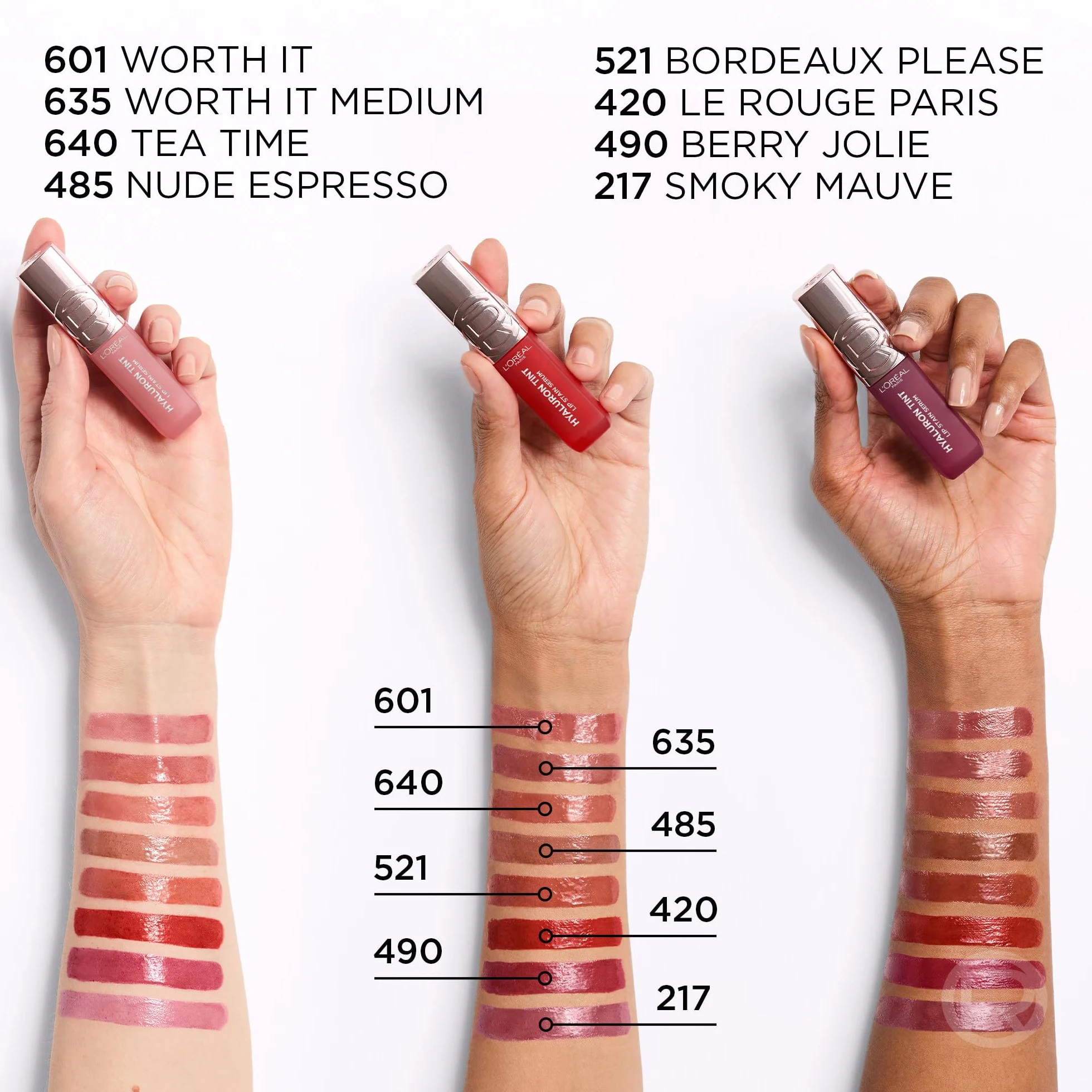 L'Oréal Paris Tinta Labbra, Effetto Idratante, Labbra Rimpolpate, Colore Pieno a Lunga Tenuta, Con Acido Ialuronico, Hyaluron Tint, Tonalità: 217 Smokey Mauve