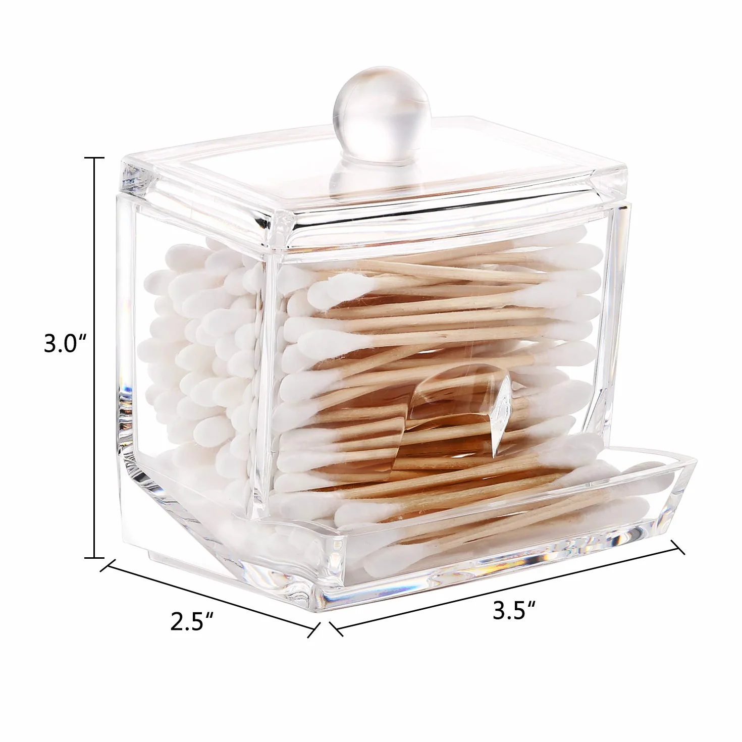 Luxspire Q-Tip Contenitore Cotton fioc Acrilico, Dispenser Temponi di Cotone Scatola Portaoggetti con Coperchio in Plastica per Cosmetici Trasparente