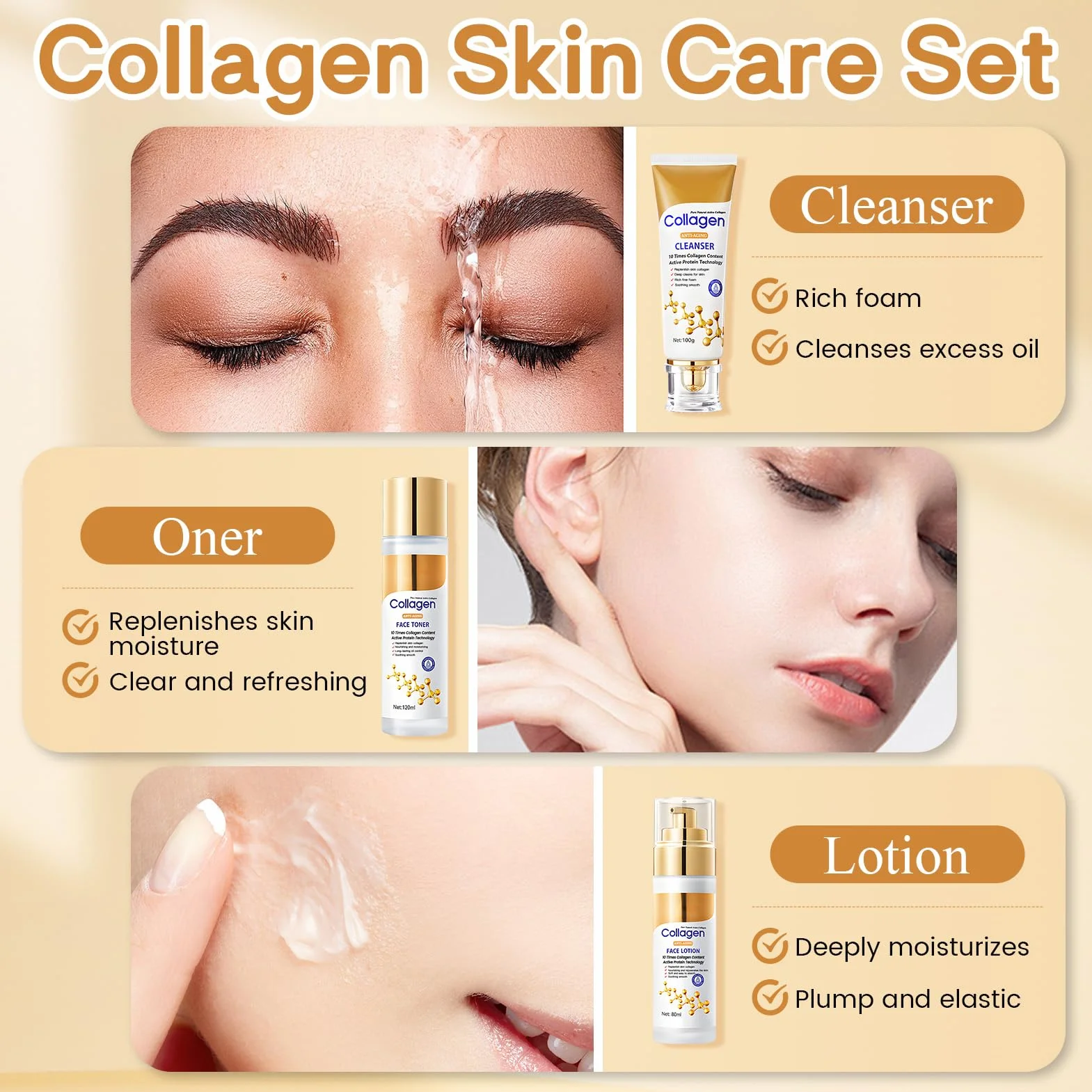 Kit Skincare Viso Completo, 11Pezzi Set Skincare Collagene, Skincare Coreana Kit nclude Crema Viso Collagene, Collagen Mask, Eye Cream, Toner Visos, Face Cleanser, Face Lotion