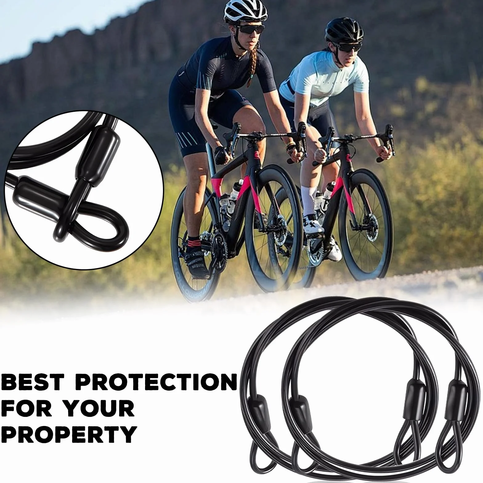 Cavo di Sicurezza in Acciaio 3mm, Lucchetto Casco Moto, Cavo Antifurto Bici (1m) 2 Pezzi