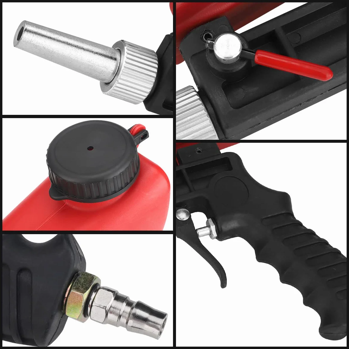 Sabbiatrice Pneumatica Portatile Multifunzione Kit Pistola Sabbiatura per Manutenzione Automobilistica Ruggine Rosso