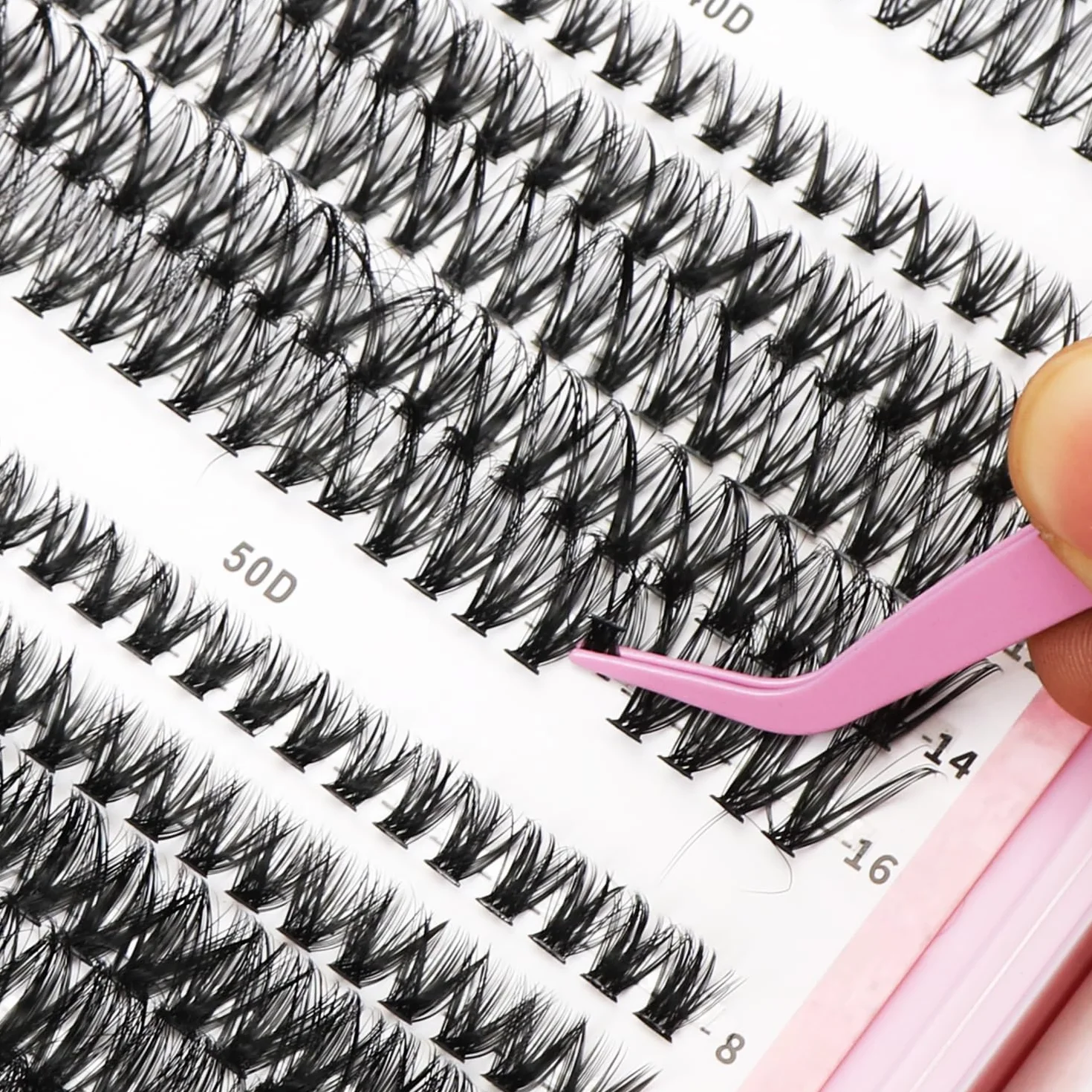Ciglia Finte Ciuffetti,580 Pezzi Kit Extension Ciglia,30-40-50-60-80-100D Lash Cluster,Ciuffetti Ciglia Finte Kit per Ragazze e Donne Principianti (8-16mm Mix)