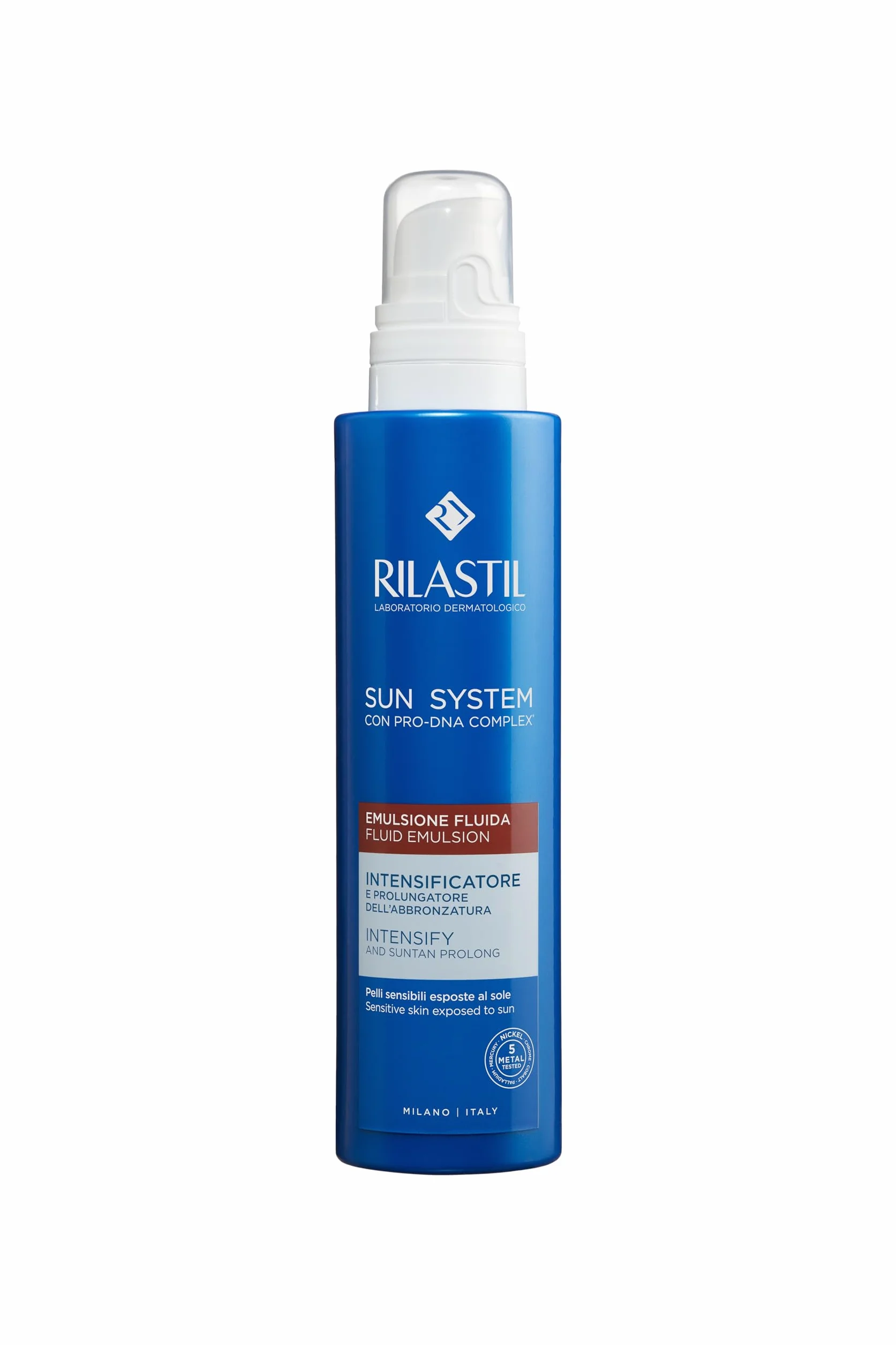 Rilastil Sun System Intensificatore e Prolungatore dell'Abbronzatura, Fluido Viso e Corpo, Texture Leggera, per Tutti i Tipi di Pelle, Confezione da 200ml