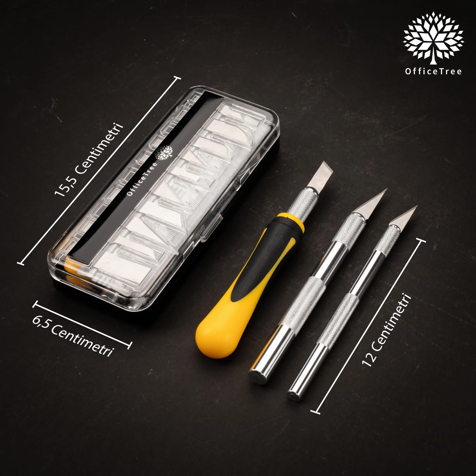 OfficeTree Bisturi Modellismo 16 Pezzi Cutter di Precisione con 3 Bisturi e 13 Lame Taglierino per Carta