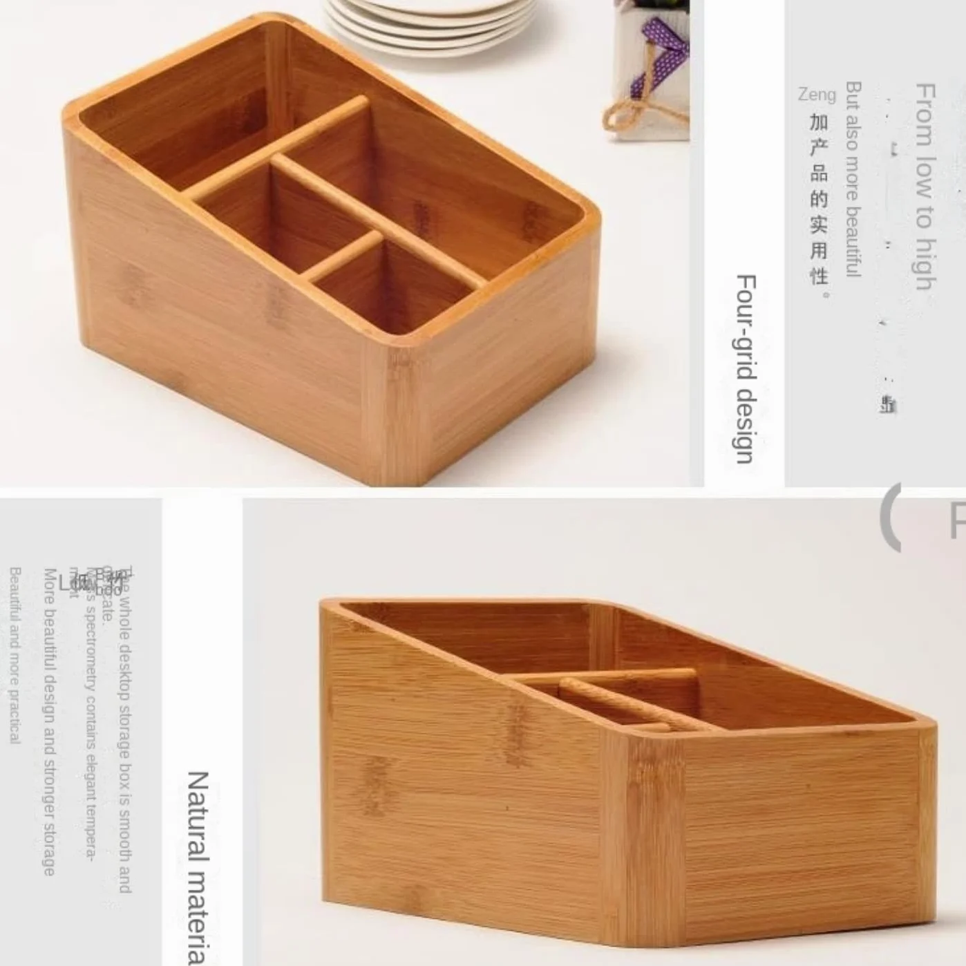 Porta Trucchi,Toeletta Scatola di Immagazzinaggio Cosmetica in bambù per Desktop Articoli Vari Scatola Portaoggetti per Piccoli Oggetti Organizzatore per Trucchi Multifunzione