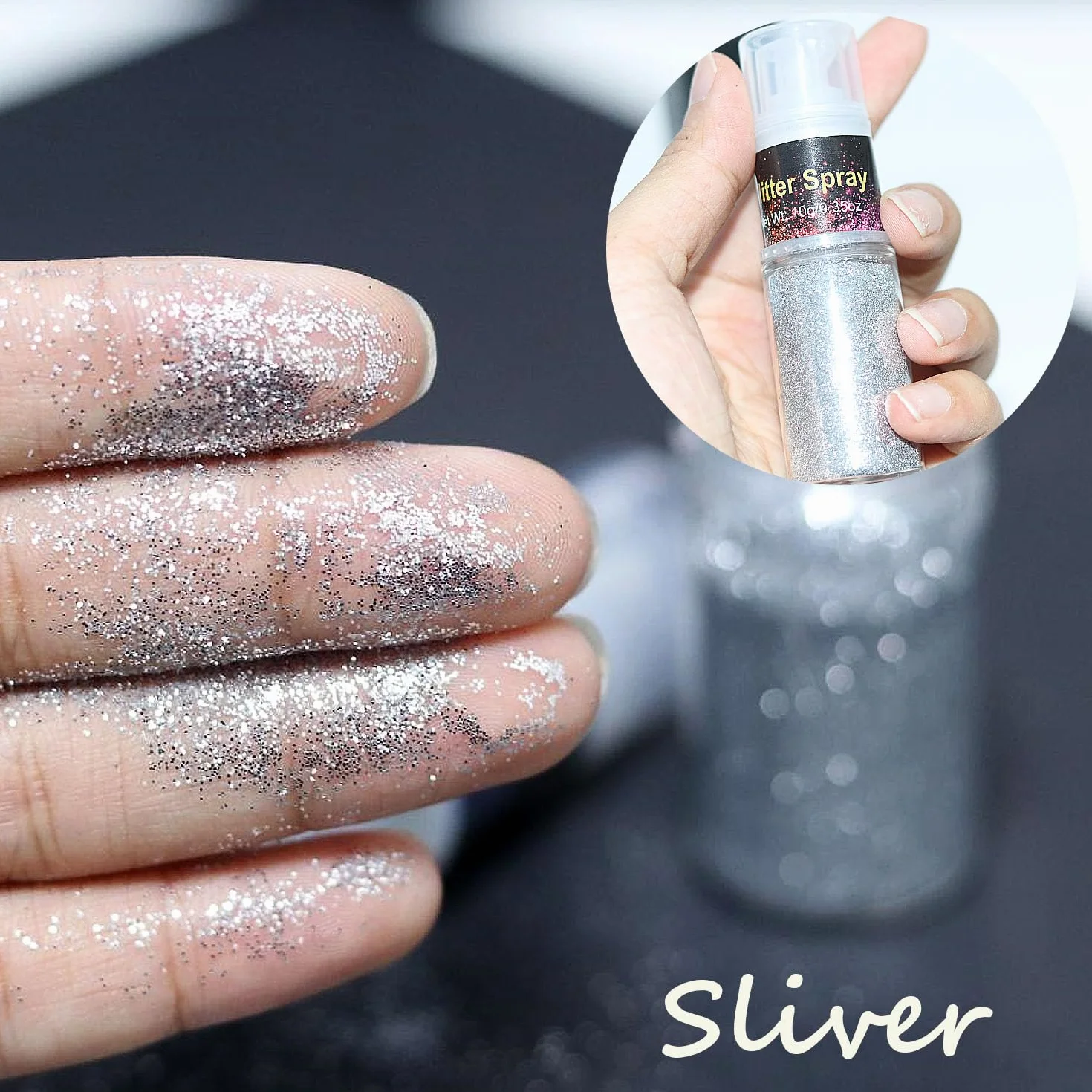 HTRUIYATY Glitter Spray per Corpo,Spray Glitter Brillantini per Capelli Polvere Ultrafine Glitter Make up per Tessuti Cosplay Festival