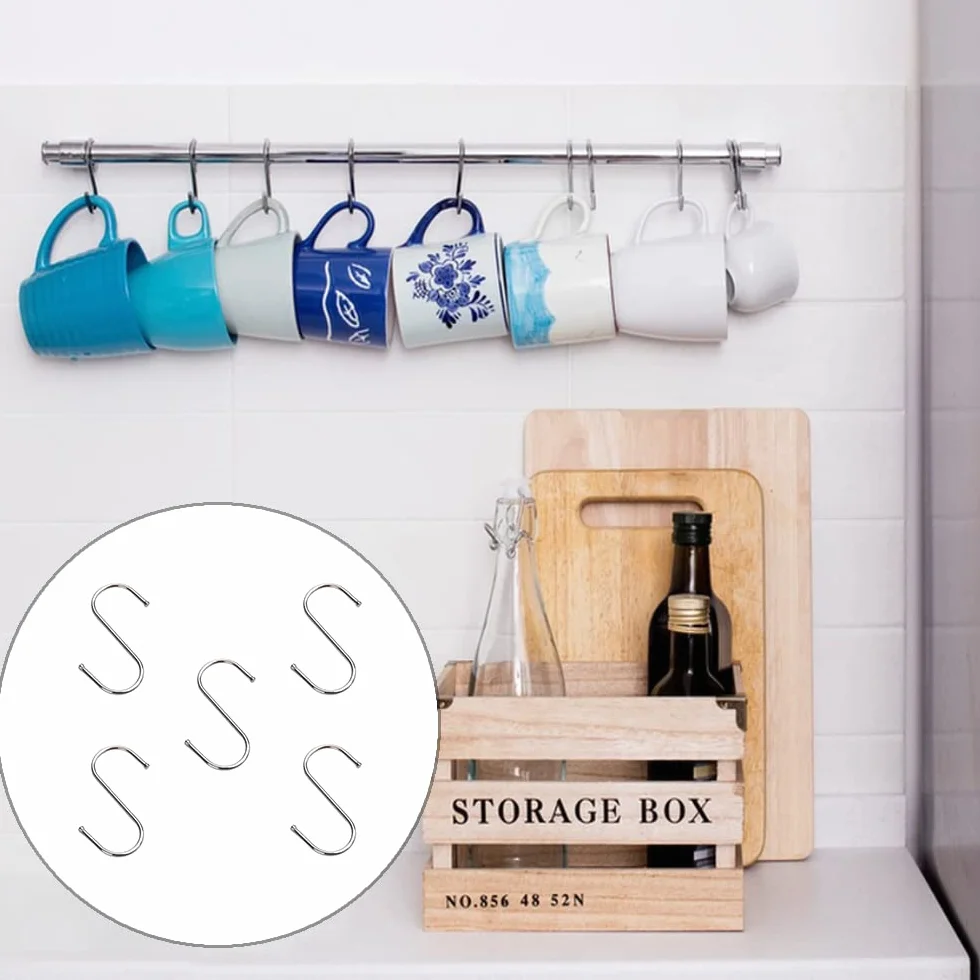 Ganci a S in Acciaio Inossidabile 5 Pezzi 7 cm Multifunzionale per Cucina Bagno Camera Ufficio