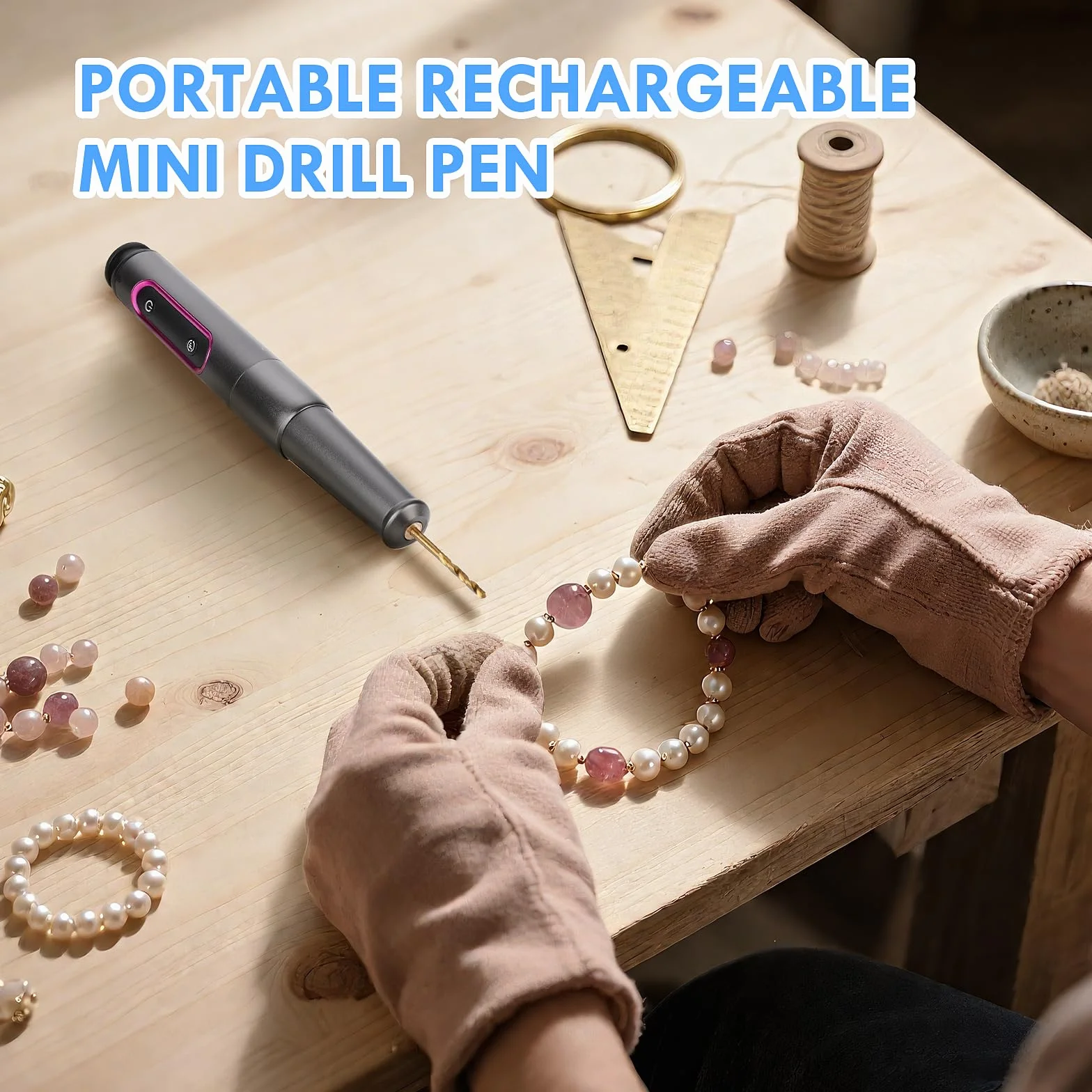 Comius Sharp Mini Trapano Elettrico USB Ricaricabile DIY Drill Pen Set 10 Punte Elicoidali 0.6-2.2 mm per Resina Plastica Legno Circuiti
