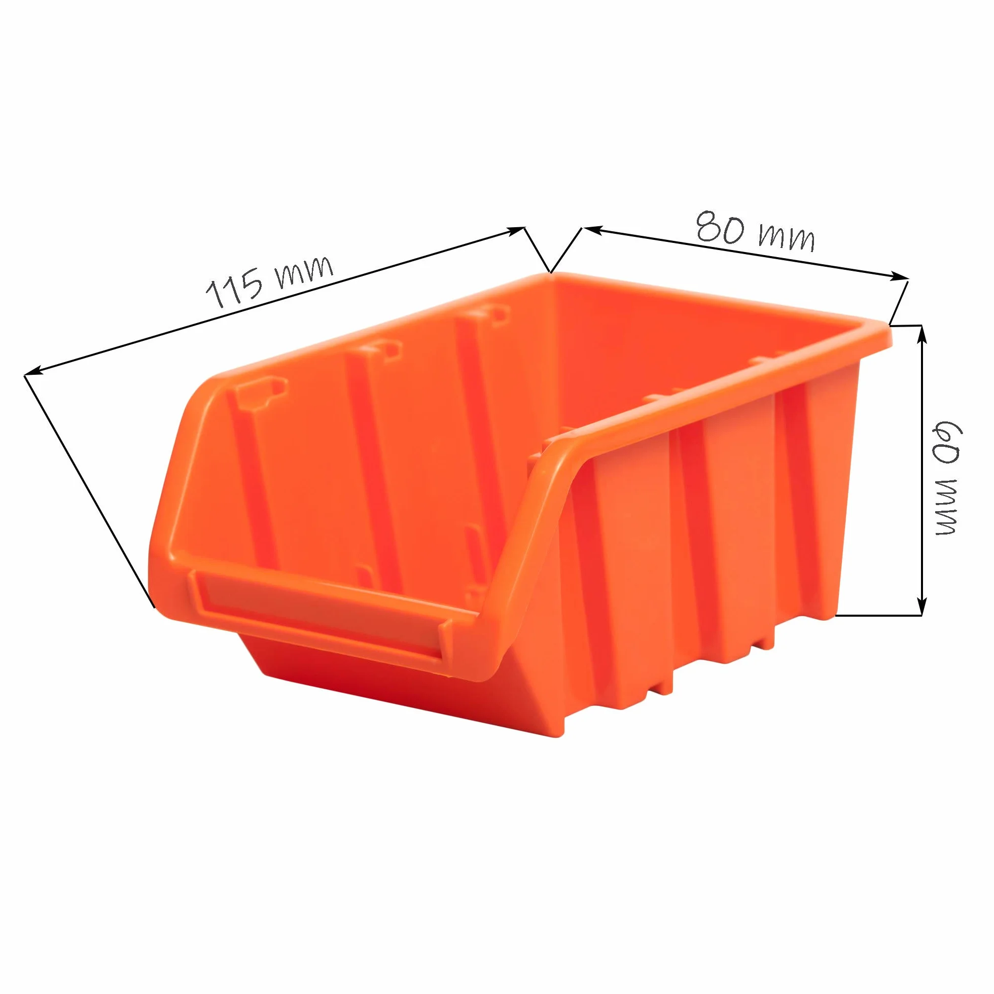 Set 6 pannelli per officina con kit 150 contenitori Inbox misura 1 nero arancione