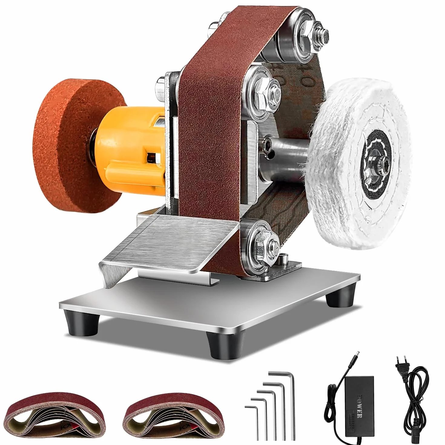 Mini Levigatrice a Nastro Affilacoltelli Elettrico 7 Velocità Regolabili per Metallo Legno