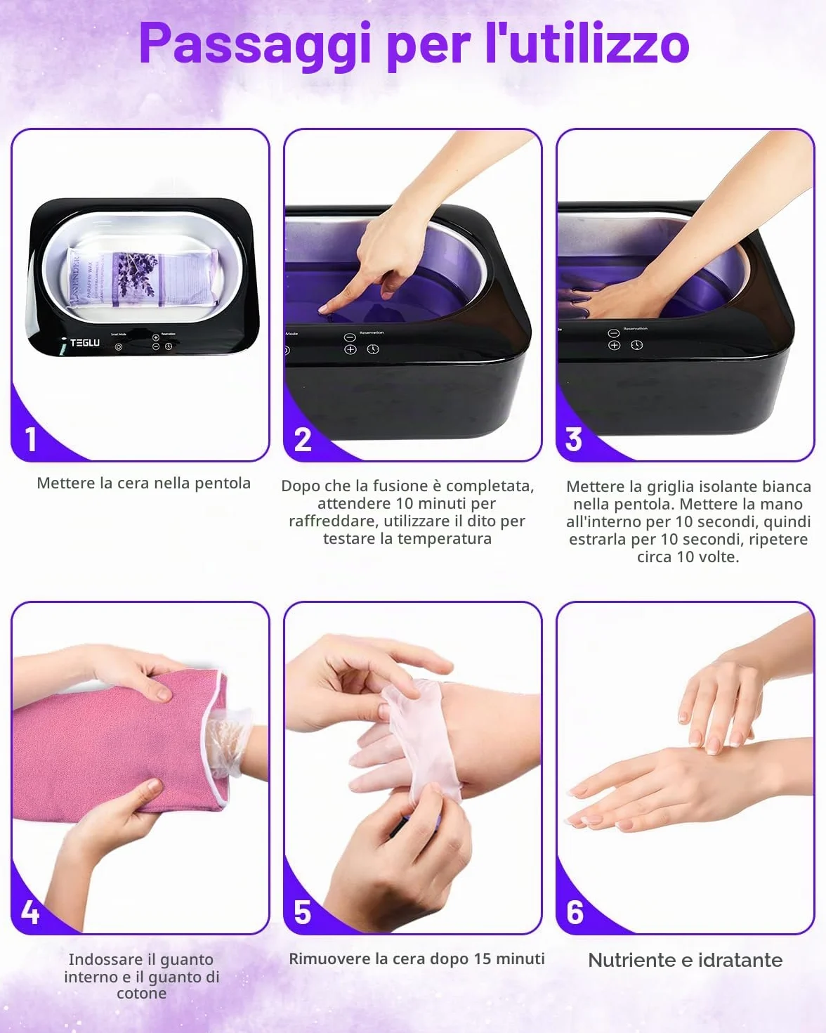 Bagno di Paraffina per Mani e Piedi 4L, Kit Scalda Paraffina Professionale con 3x 450g Paraffina per la Spa a Casa, Macchina Nera