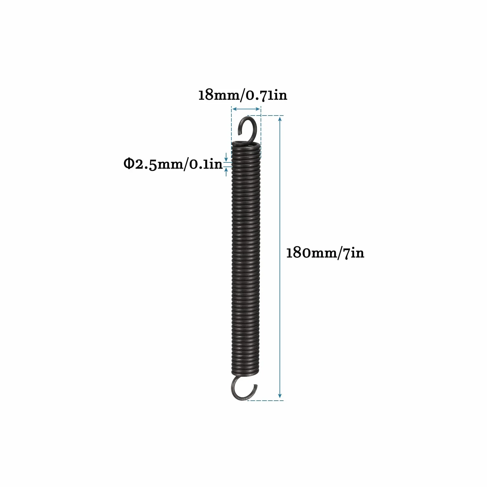 QUARKZMAN 180mm Sprężyna Naciągowa Podwójny Hak Sprężyna Śrubowa Metalowa