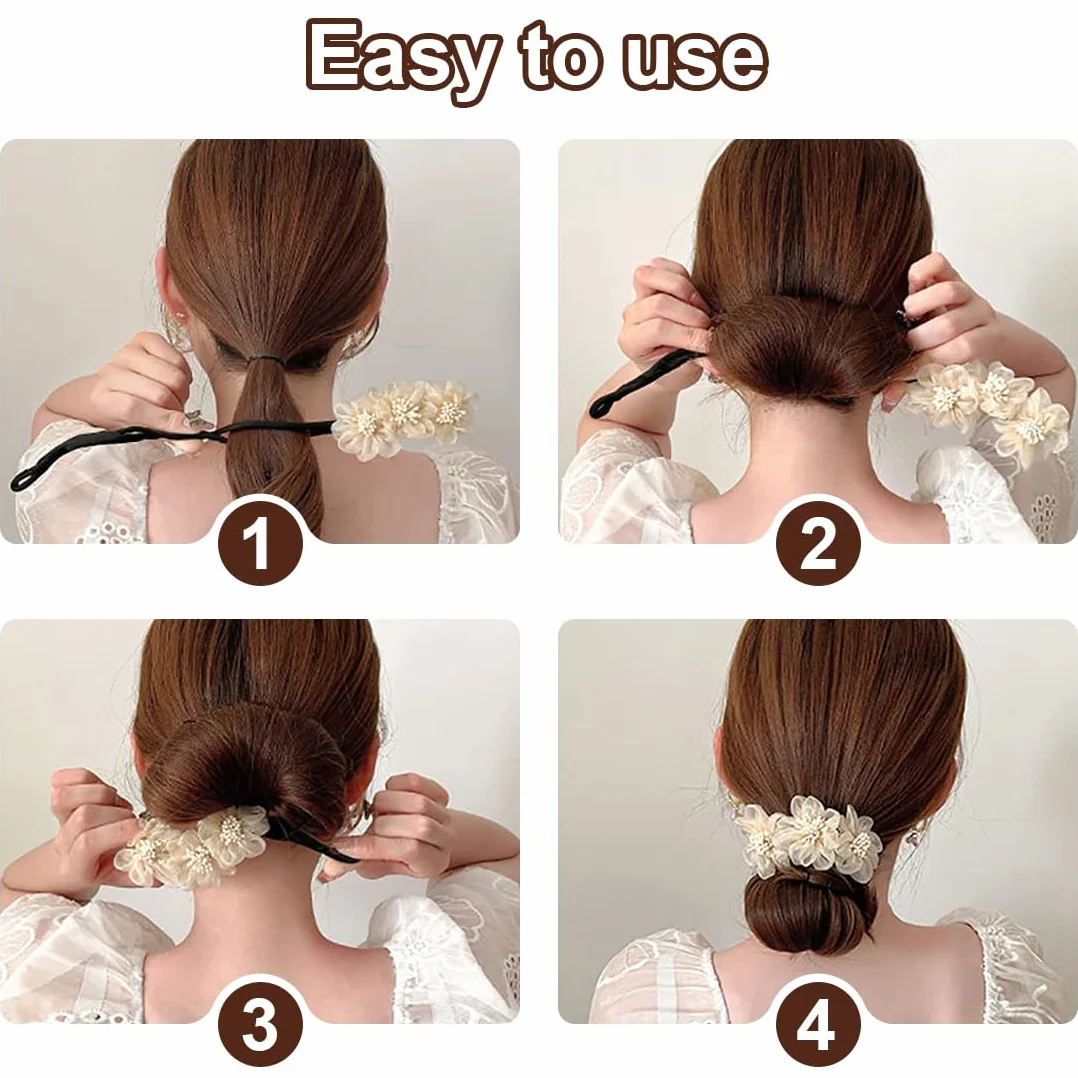 2 Pezzi Chignon Facile per Capelli,Creatore per Pane Ciambella Chignon a Ciambella, French Twist Accessori Capelli Ciambelle Chignon,Fiore Capelli Chignon per Donne Ragazze Bambini Balletto