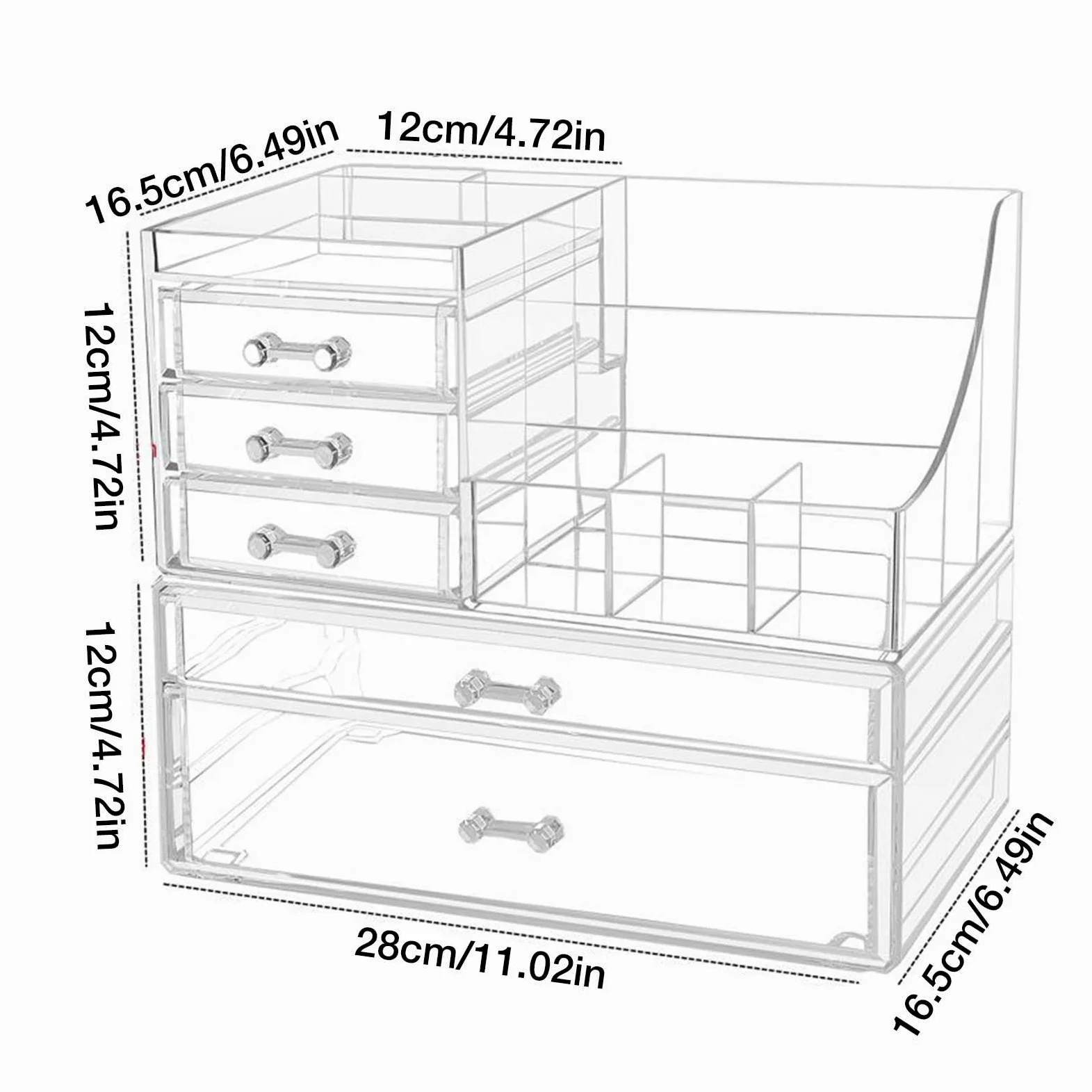 KUWAI - Espositore in acrilico trasparente, porta trucchi e organizer, organizer per cassetti in acrilico, scatola trasparente per cosmetici, organizer per trucchi, cassettiera da scrivania | organizer per cassetti in acrilico, scatola trasparente per cos