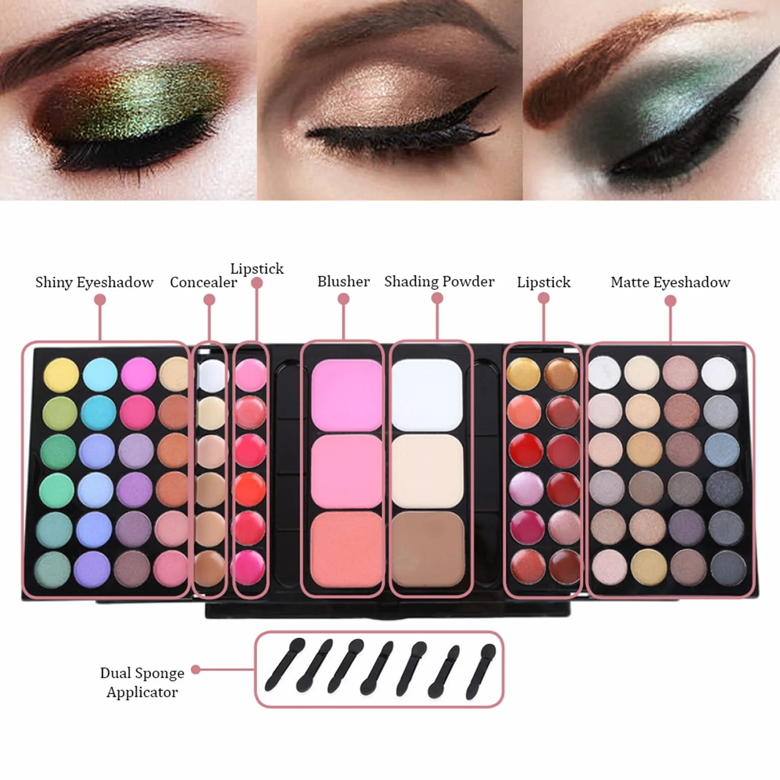 Trousse Trucchi Donna Ragazza, 78 Colore Palette di Ombretti per Trucco, Trucchi Donna Tutto in Uno Tavolozza Completo Valigetta con Ombretto, Gloss, Rossetti e Polveri Viso