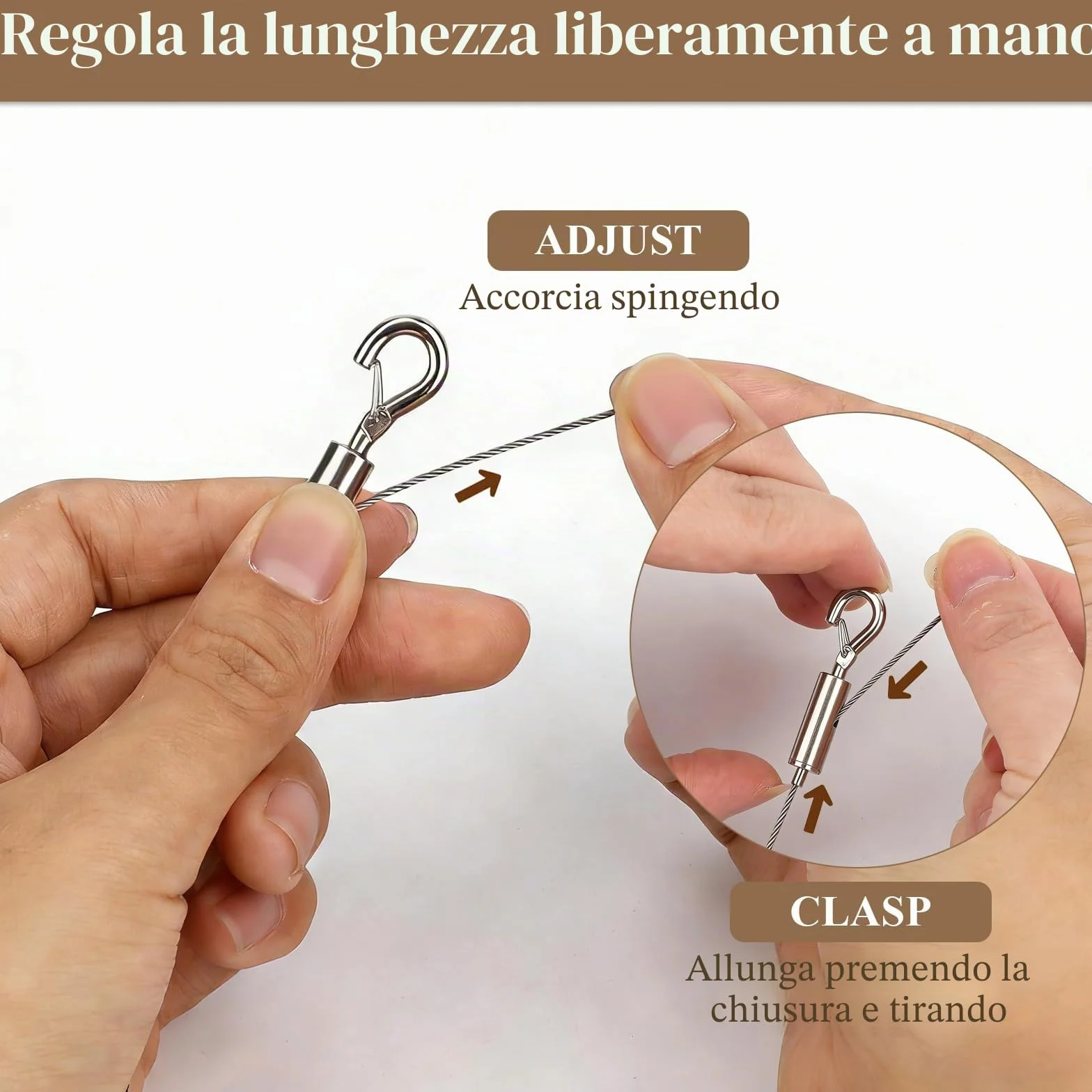 Kit Filo per Appendere Quadri, 2 Pezzi Cavo Regolabile 2m x 1mm, Ganci, Anelli a D, Viti, Corda Acciaio Inossidabile
