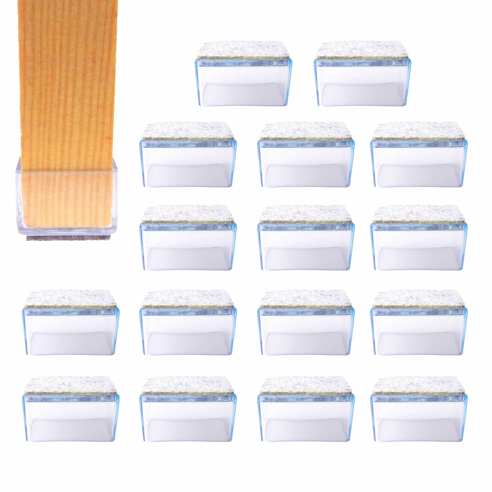 Feltrini per Sedie, Tappi Protettivi per Gambe Rettangolari 15 x 30 mm