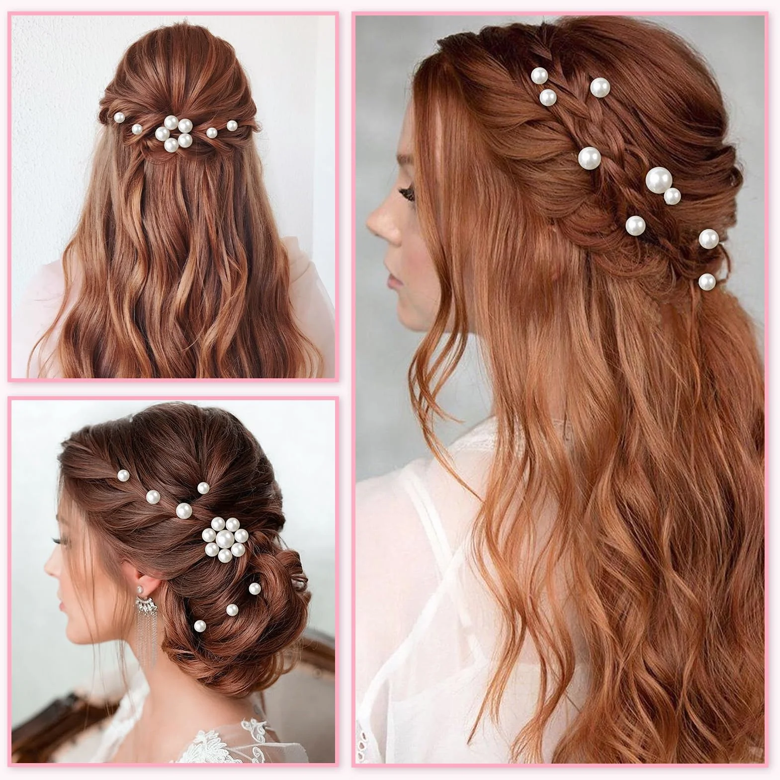Kiiwah 32 Pezzi Sposa Fermaglio Capelli Donna, Elegante Forcine per Capelli Sposa con 4 Taglie Perla per Donne e Ragazzi, Perla Accessori Capelli Sposa per Matrimonio, Ballo di Fine Anno, Festa