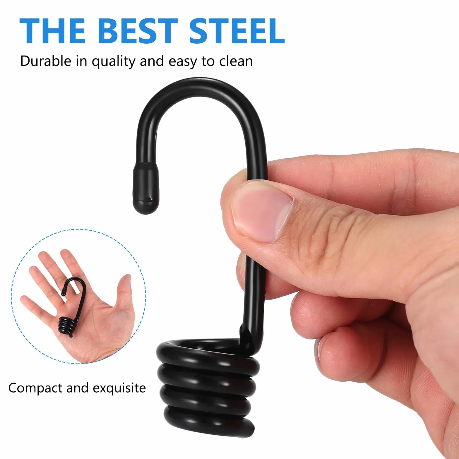Ganci a Spirale per Corda Elastica 9mm, Gancio in Metallo per Teloni Bici Moto Auto Camion