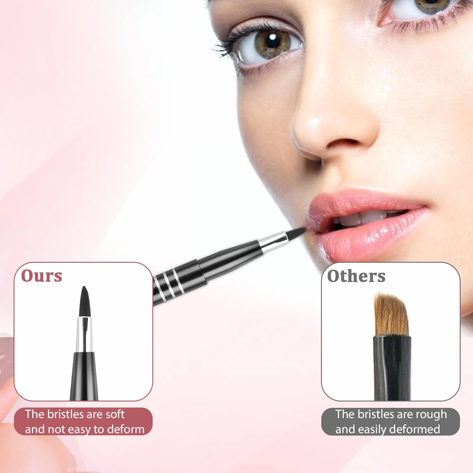 2 pennelli per rossetto, correttore per trucco retrattile, per labbra