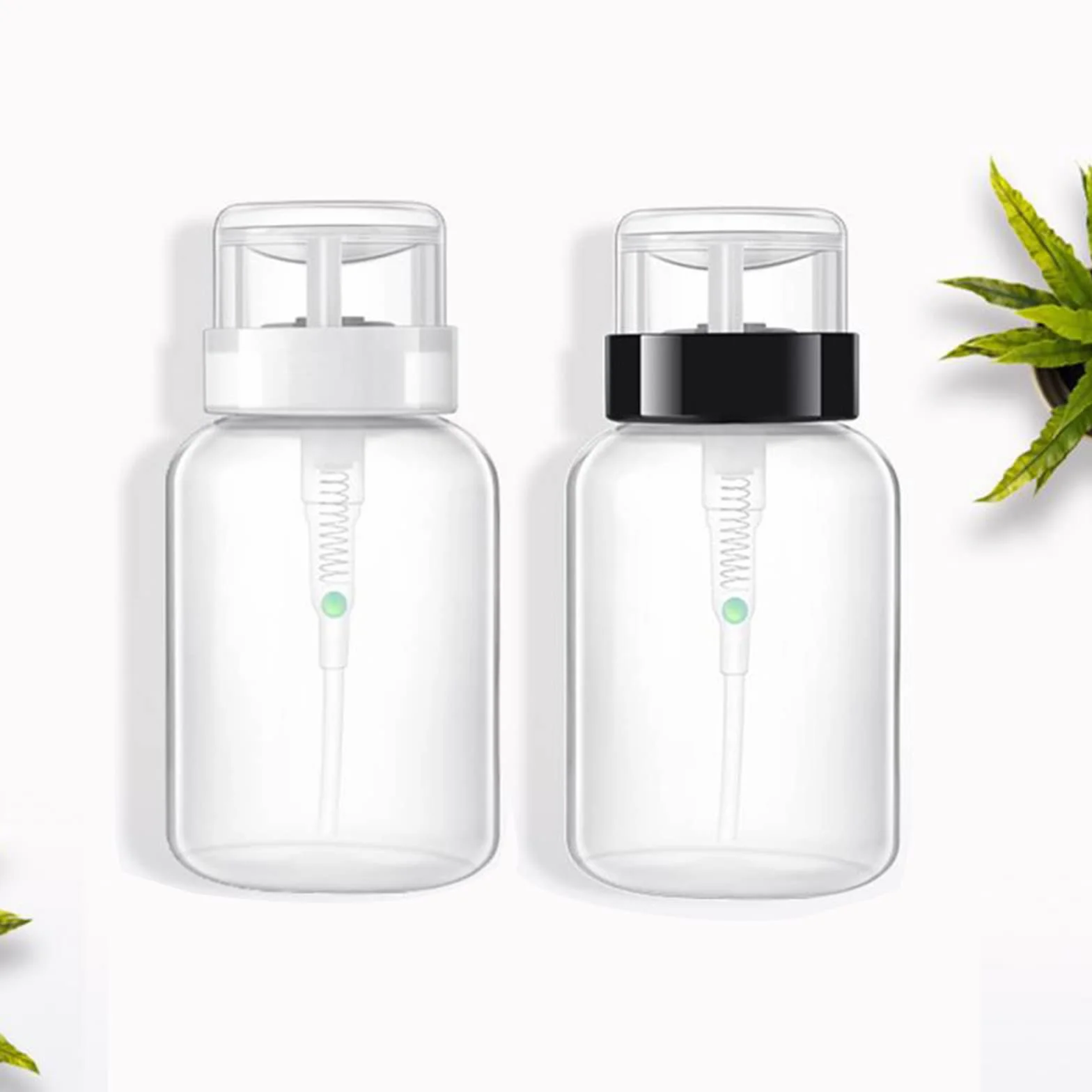 2 Pezzi 200ml Bottiglia vuota della pompa della pressione plastica Premere il contenitore del liquido,Portabottiglie per Rimozione Smalto per Set di Strumenti per Nail Art e Uso Personale