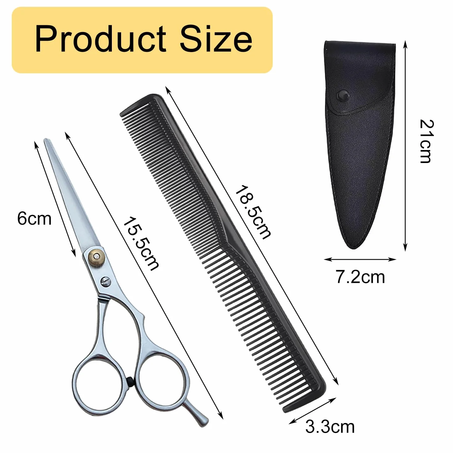 Forbici Parrucchiere Professionali, Premium Forbice Capelli Con Pettine E Caso, Parrucchieri Barbieri Donna, Uomo, Bambino (15.5cm)