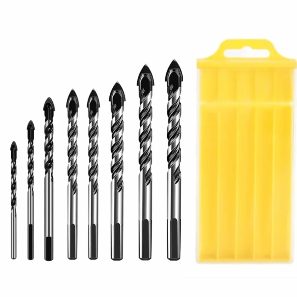 Set di 8 pezzi Punte per Trapano Multifunzionali 3-12mm per Legno, Metallo, Calcestruzzo