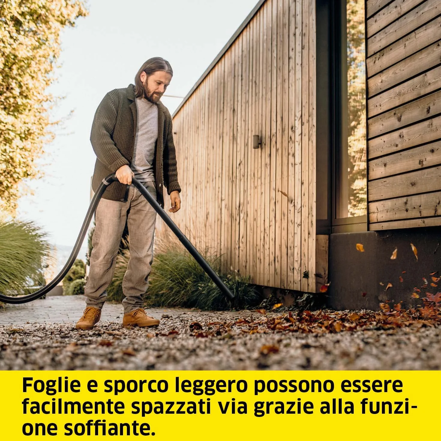 KÄRCHER WD 5 S V-25/5/22 aspiratore solidi liquidi 1200 W contenitore acciaio inox 25 l tubo aspirazione 2,2 m funzione soffiante filtro vello pulizia automatica filtro