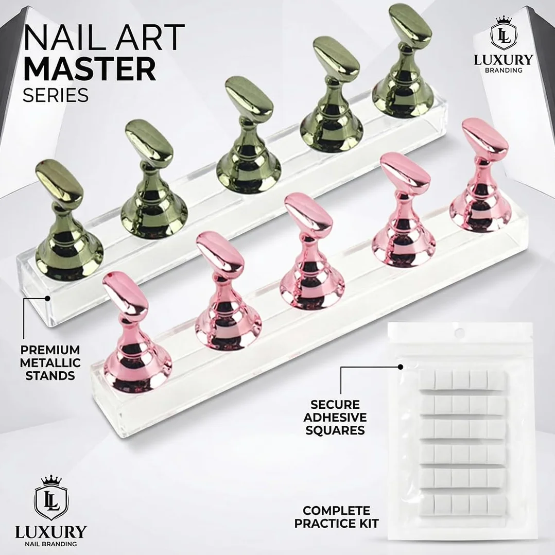 Set di 2 Supporti per Pratica Unghie in Acrilico, Porta Punta Magnetico, Supporto per Pratica Nail Art, Espositore per Unghie, Supporto per Punta Unghie