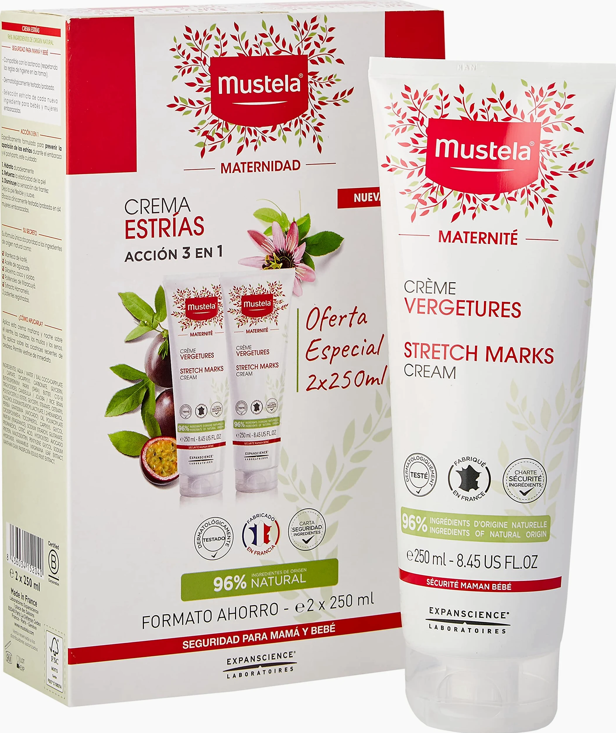 Mustela 48623 - Crema corporal anti estrías, formato duplo, 2X250 ml
