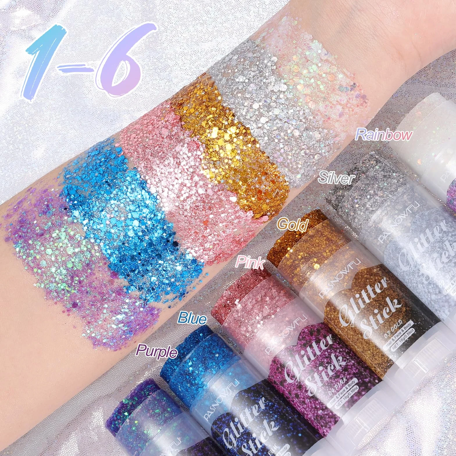 Carnival Body Glitter Stick, Face Glitter for Women and Girls, Festival Accessories Hair Tinsel Stick for Mardi Gras Party Makeup Concert Outfits, Stage Performance Cosplay Celebration Events