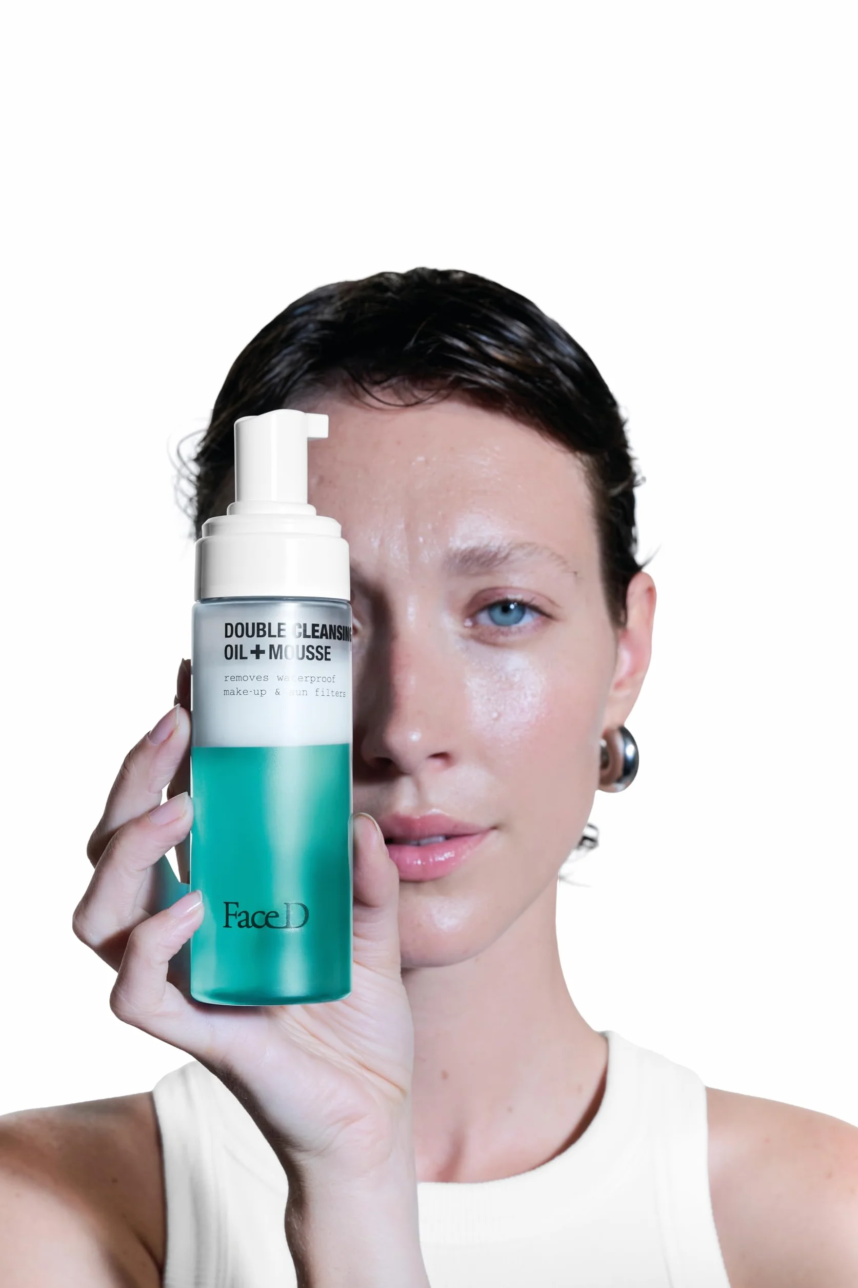 Face D - Double Cleansing, 160 ml, Detergente Viso Bifasico, Olio Struccante + Mousse, Rimuove Trucco Waterproof