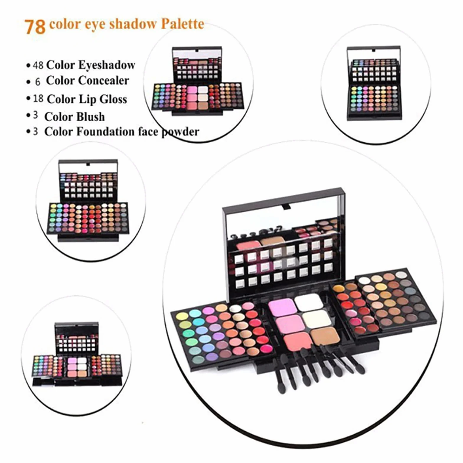 Trousse Trucchi Donna Ragazza, 78 Colore Palette di Ombretti per Trucco, Trucchi Donna Tutto in Uno Tavolozza Completo Valigetta con Ombretto, Gloss, Rossetti e Polveri Viso
