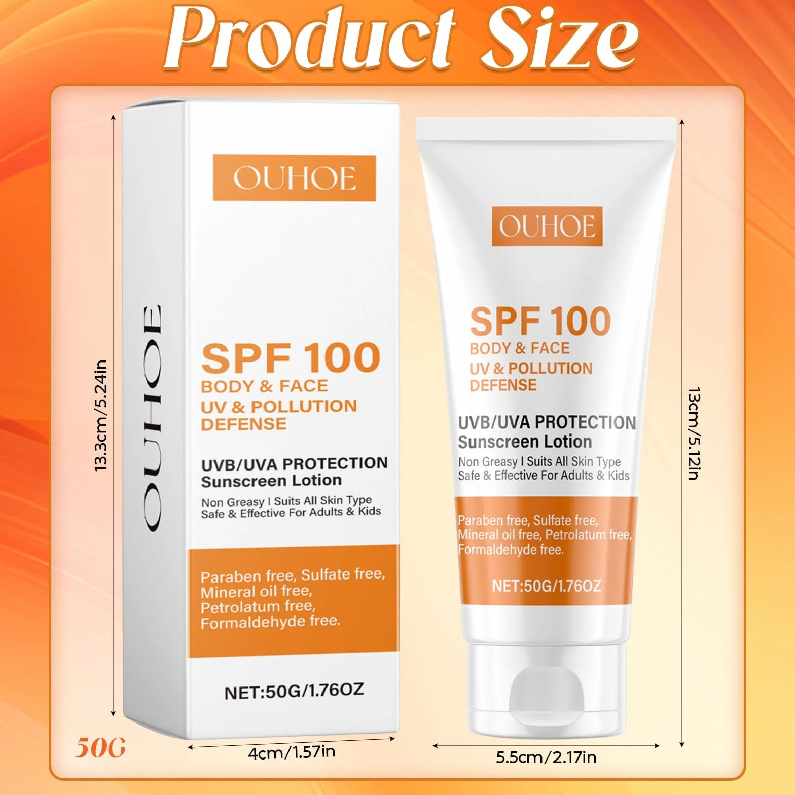Crema Solare Viso SPF 100, Protezione Solare 100 SPF, Una Crema Solare Idratante, Waterproof, Non Grasso, Forte Protezione UVA/UVB, per Corpo e Viso Difesa