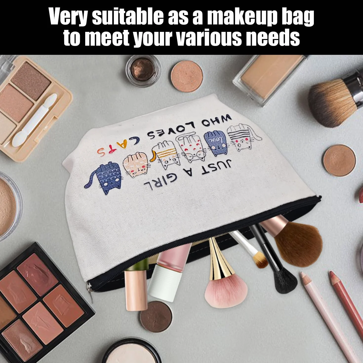 2 Pezzi di Gatto -Make -Up Sacchi E 2 Parti di Catena Chiave di Gatto, Sacchetti da Viaggio, Sacchetti di Servizi Igienici Impermeabili, Rimorchi per Sacchetti di Cartoni Animati.