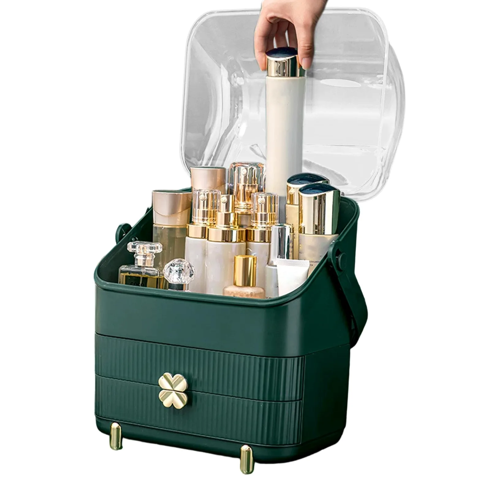 Organizer Trucchi Da Appoggio Mobile portacosmetici | Organizer Trucchi Da Toeletta Con Coperchio Trasparente Impermeabile E Antipolvere per bagno cucina angolo cassettiera