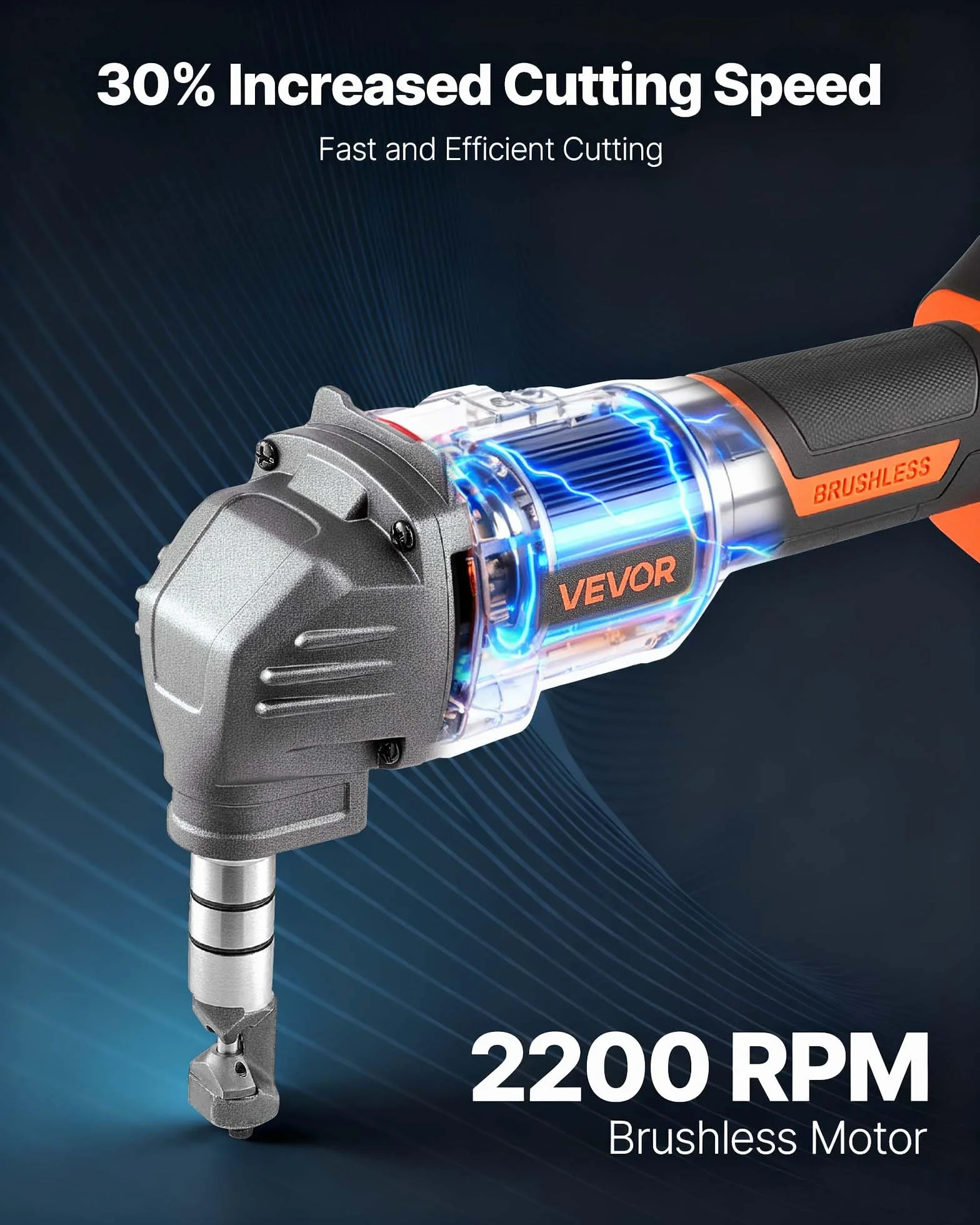 VEVOR Roditrice per Lamiere Senza Fili 20V 4000mAh Motore Brushless 2200 giri/min Taglierina Elettrica per Acciaio Alluminio