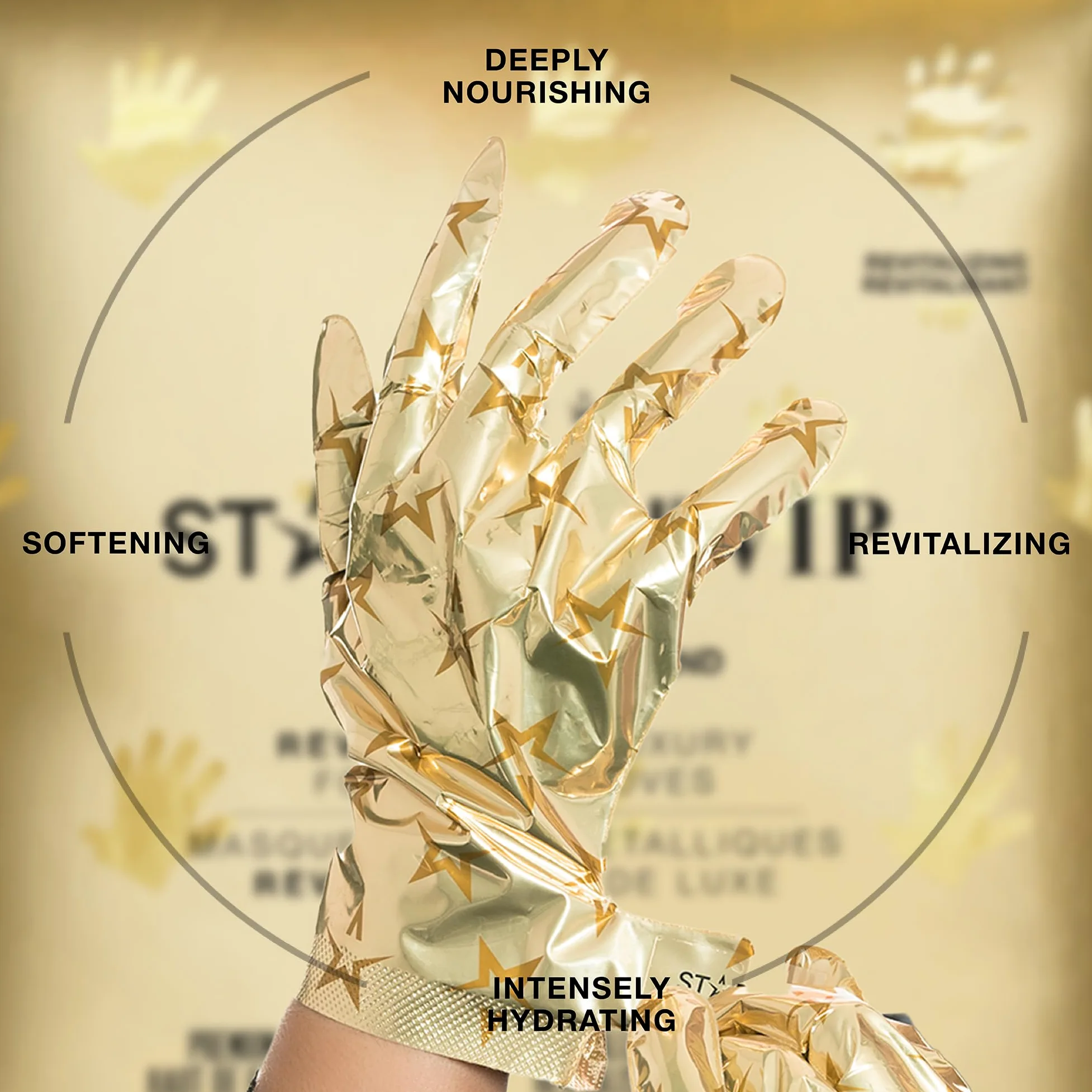 STARSKIN VIP Maschera Mani in Oro, Set da 4x16g, Trattamento Idratante e Nutriente con Burro di Karité e Olio di Rosa Bulgara