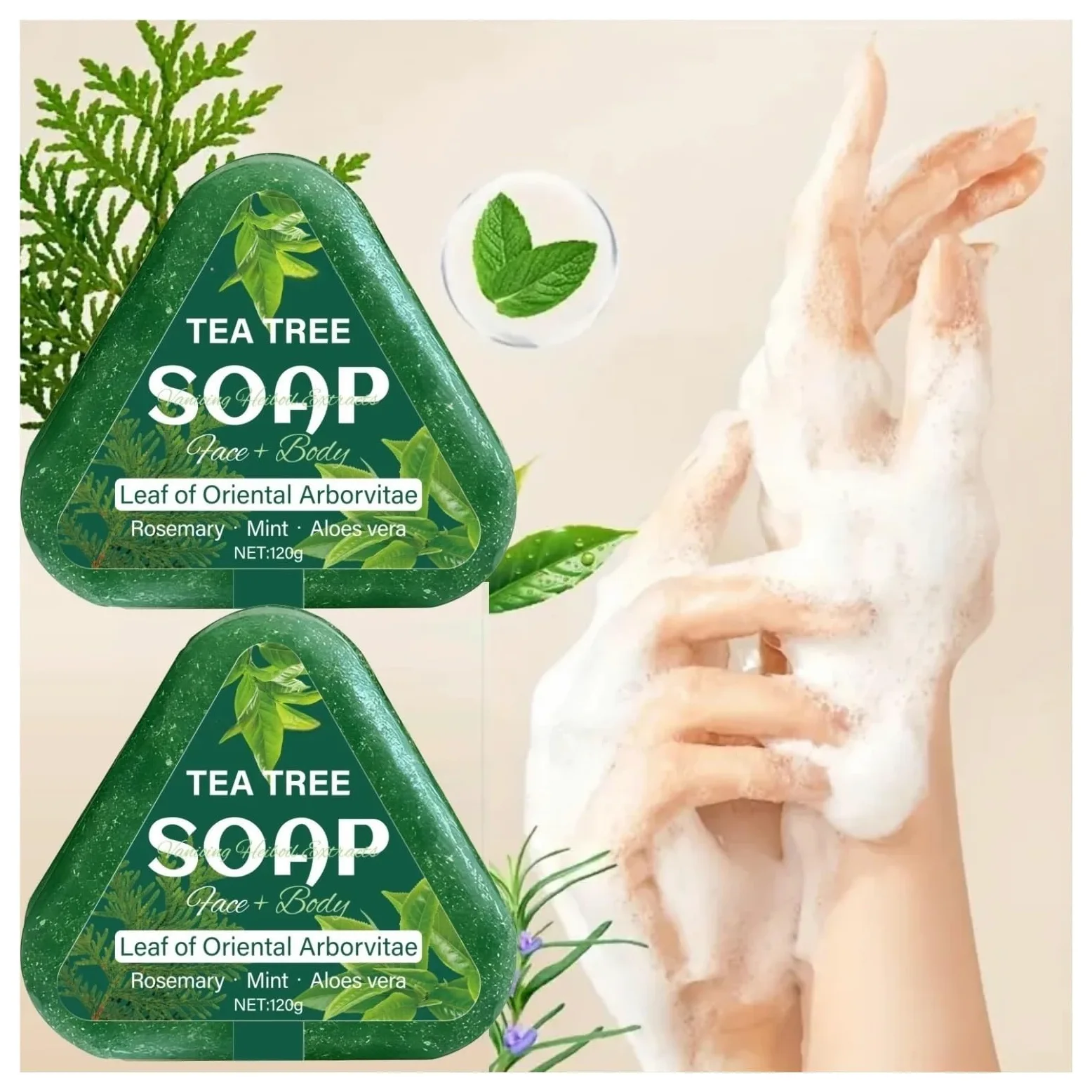 sapone all’albero del tè Shampoo solido all'albero del tè 120 g con acido ialuronico